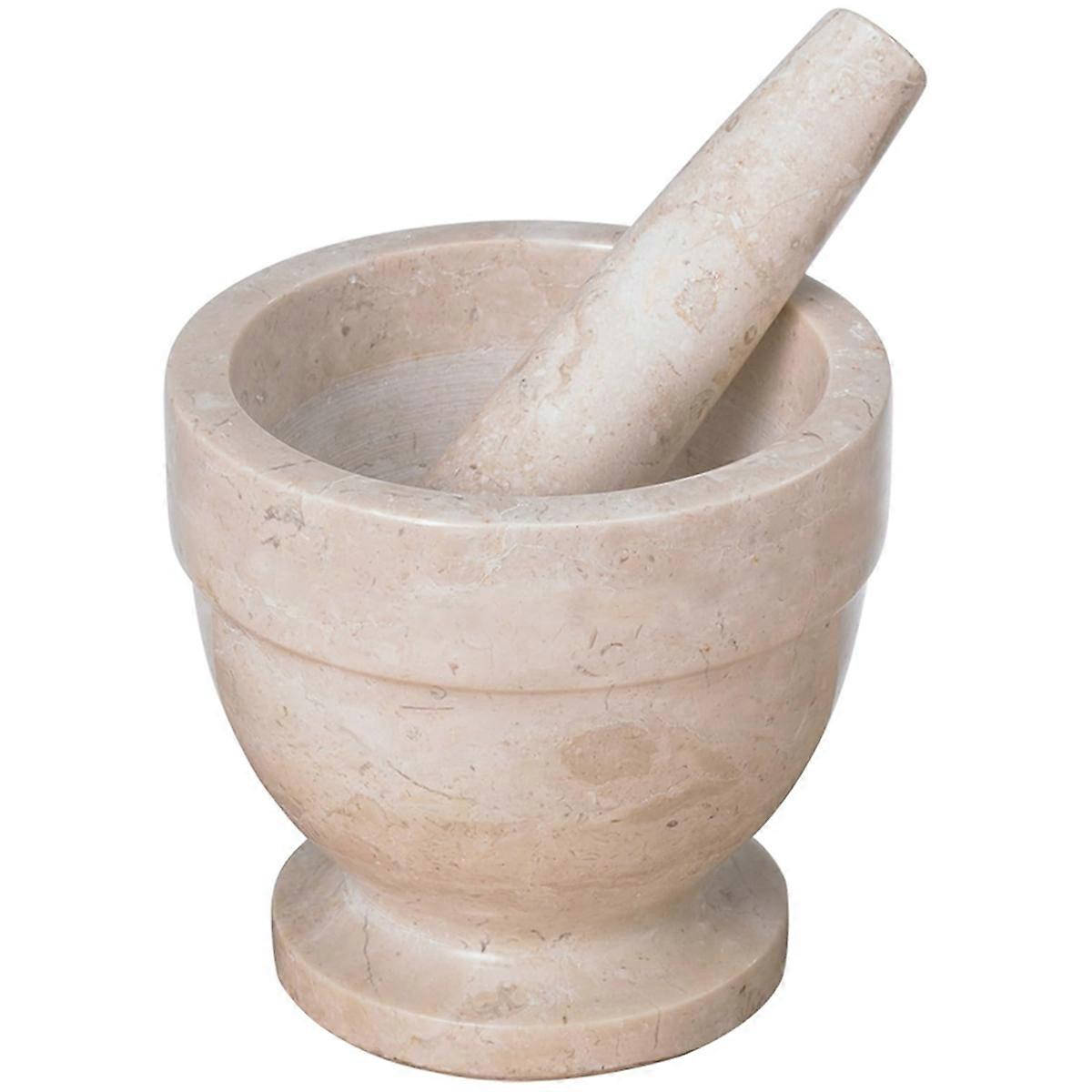 Mörser Und Stößel Aus Champagnerfarbenem Marmor, Gewürz- Und Knoblauchmühle, Beige