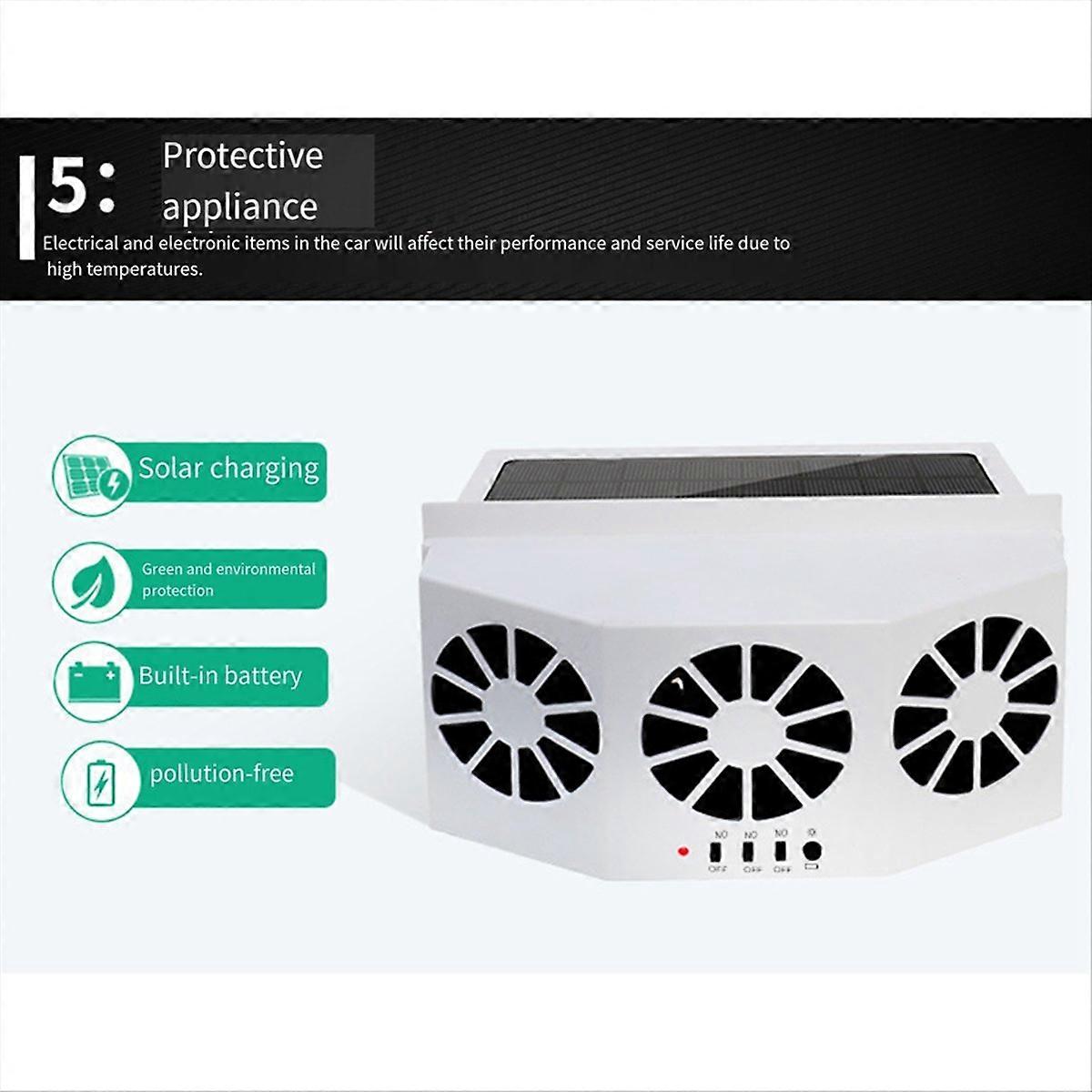Weißer Autoventilator, Solaraufladbar, Mit Integrierter Heizung.