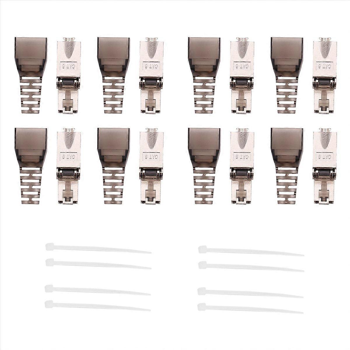 8er-pack Geschirmte Cat 7 Rj45-stecker – Schwarz