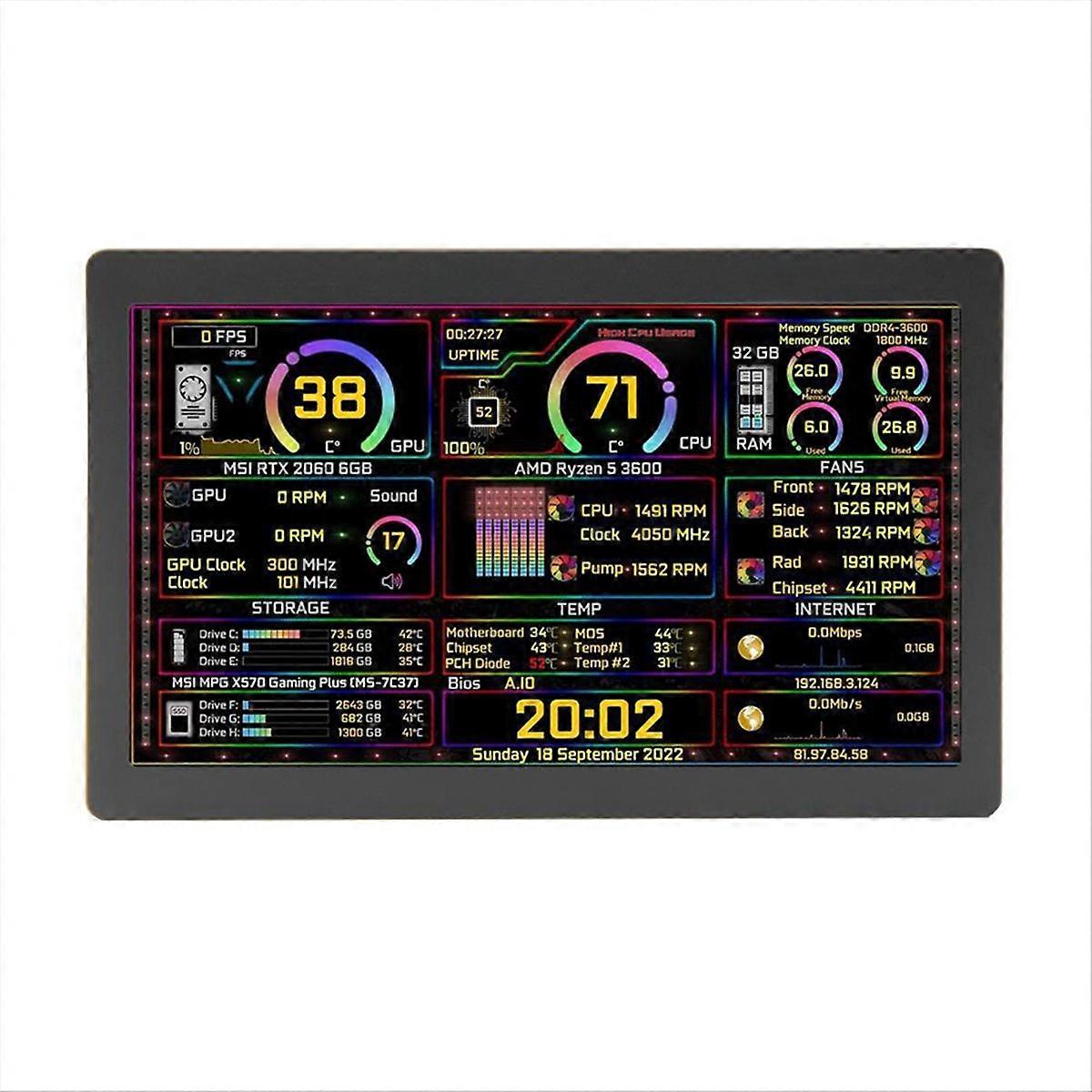 5-zoll-ips-zweitdisplay (typ-c), Dynamisches Lcd-display (1024 X 600 Pixel), Überwachung Von Cpu, Gpu Und Ram, Freie Unterstützung Für Vertikale Ausrichtung, Aida64