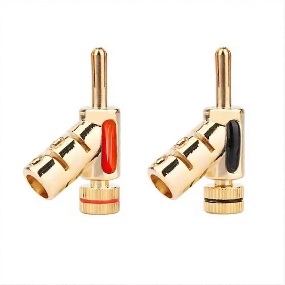 2 Vergoldete 45-grad-bananenstecker Mit Verriegelung Für Hifi-audio-/videokabelanschlüsse