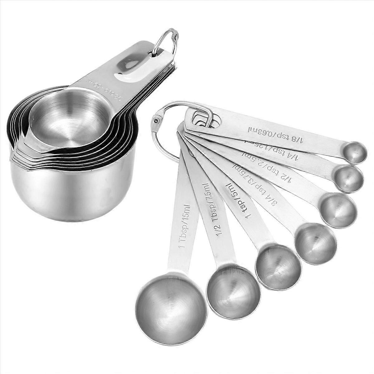 Set Mit 14 Tragbaren Edelstahlbechern Und Messlöffeln