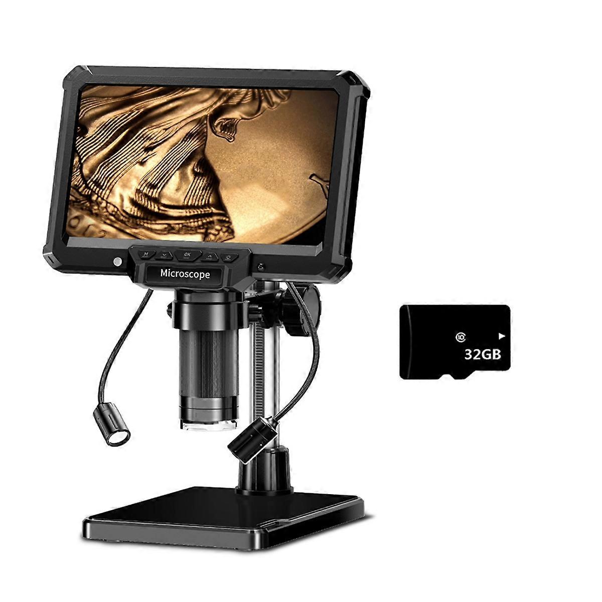 7-zoll-hd-videomikroskop Mit Beleuchtung Für Die Reparatur Von Leiterplatten, Die Beobachtung Von Münzen Und Pflanzen. Zubehör Für Münzsammler.