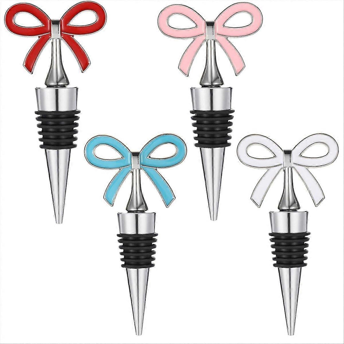 Set Mit 4 Wiederverwendbaren Vakuum-weinstopfen Mit Silikondichtung, Perfekt Für Partys, Als Geschenk Für Frauen Und Zu Weihnachten (silber).