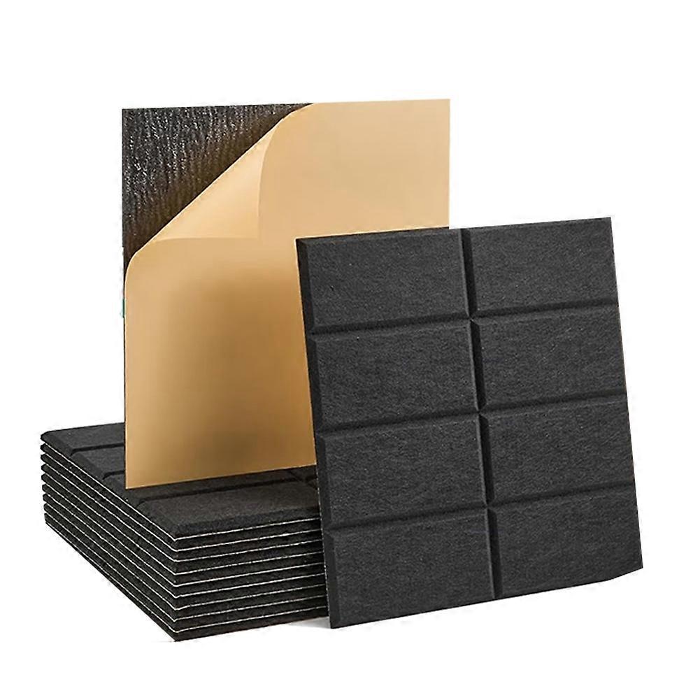 Packung Mit 12 Selbstklebenden Akustikpaneelen Aus Hochdichtem, Schallabsorbierendem Schaumstoff Für Wände, Türen Und Homeoffice (schwarz).