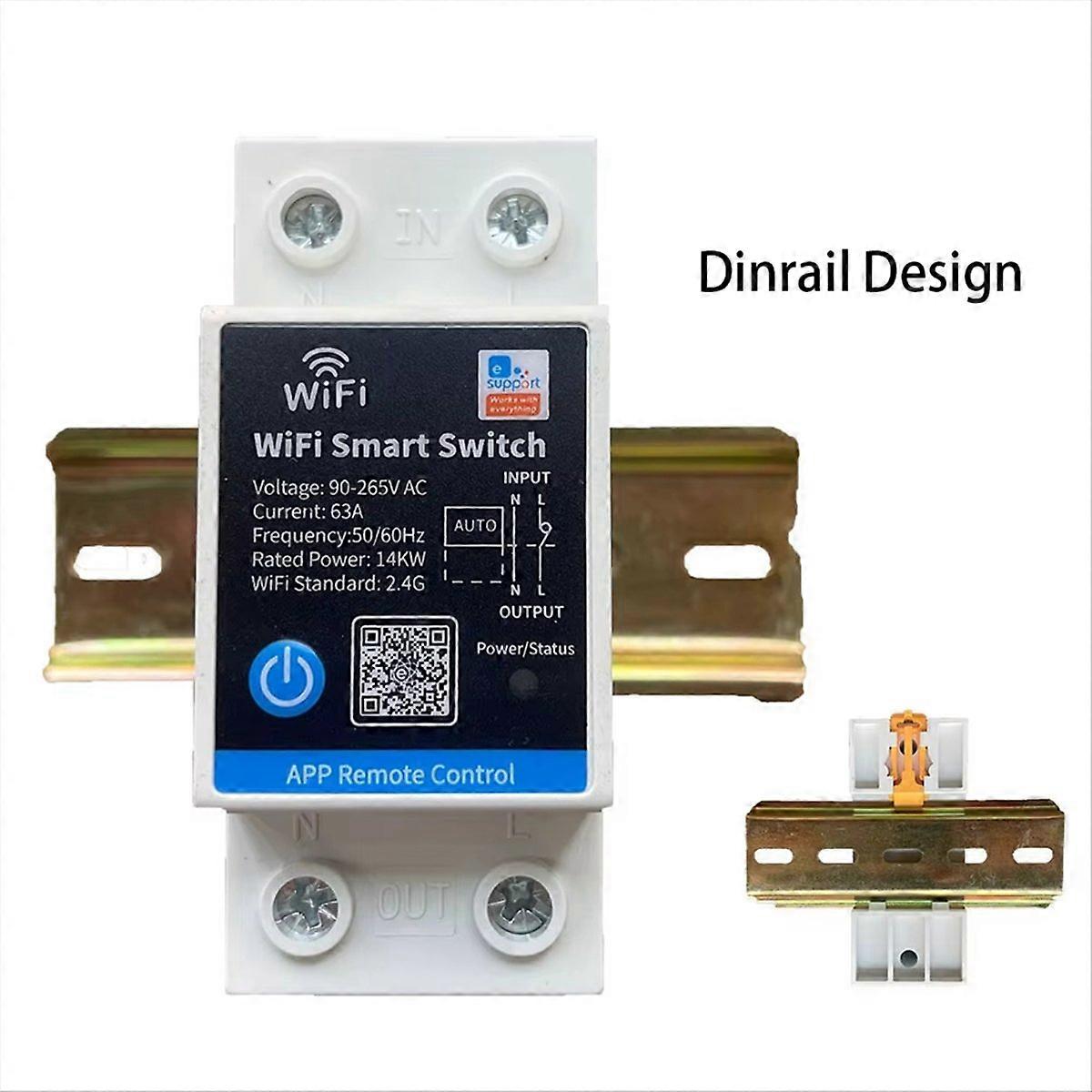 Intelligentes 63-a-relais Mit Timer, Fernsteuerung Per App, Din-schienenmontage, 2-poliger Smart-schalter, Kompatibel Mit //salute