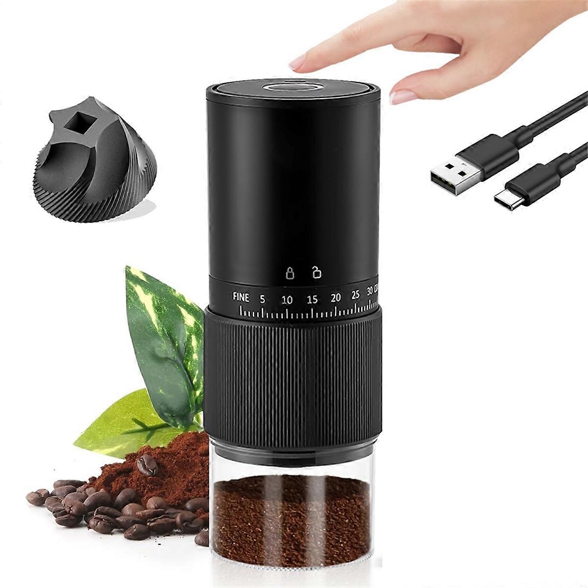 Tragbare Elektrische Kaffeemühle Mit 30 Mahlgradeinstellungen, Kompaktes Kegelmahlwerk, Ideal Für Reisen, Usb-aufladbar
