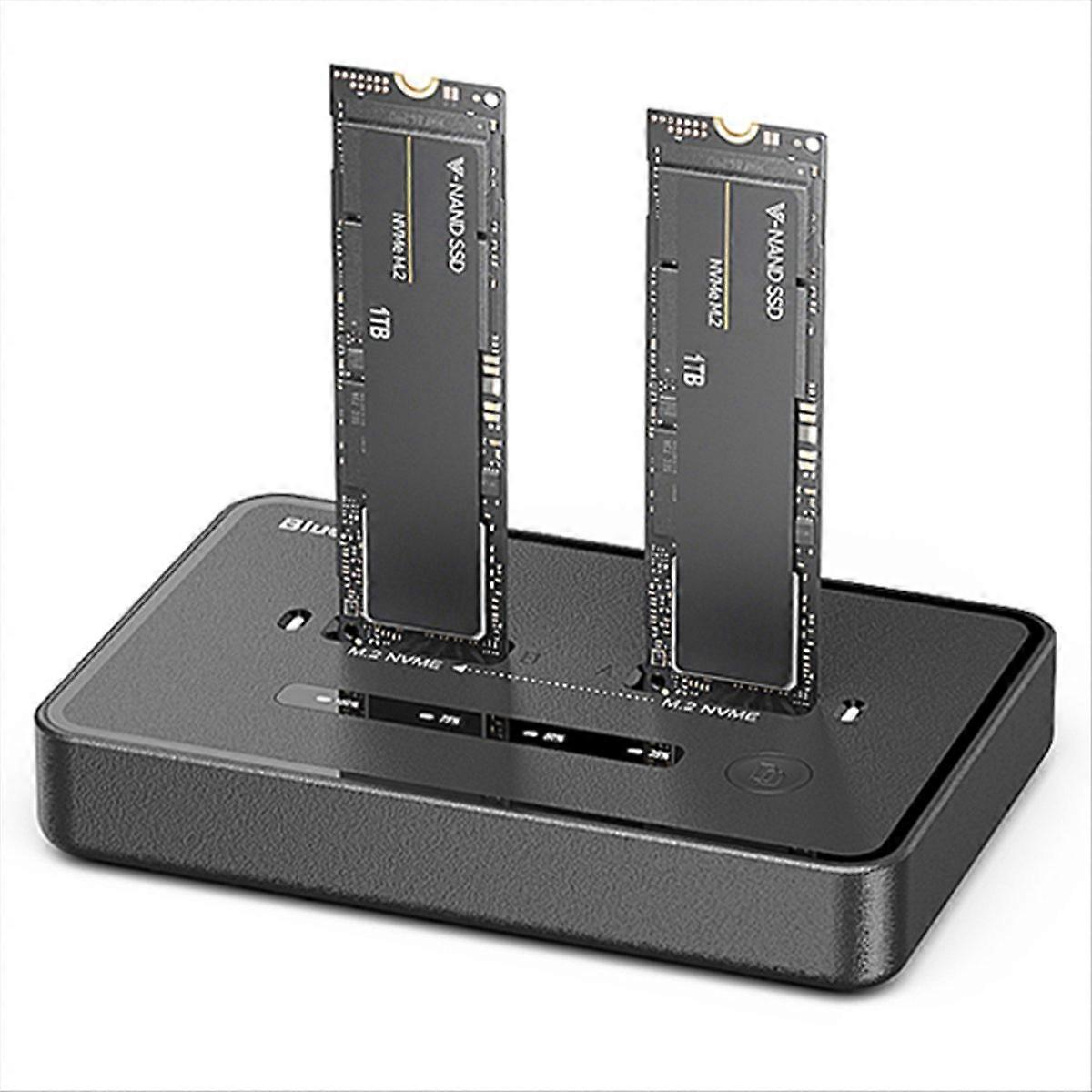 Dual-bay-dockingstation M.2 Nvme Ssdclone 20 Gbit/s Usb 3.2 Usb-c Typ-c Offline-kloner/duplikator Nvme Pcie Gehäuse (eu)