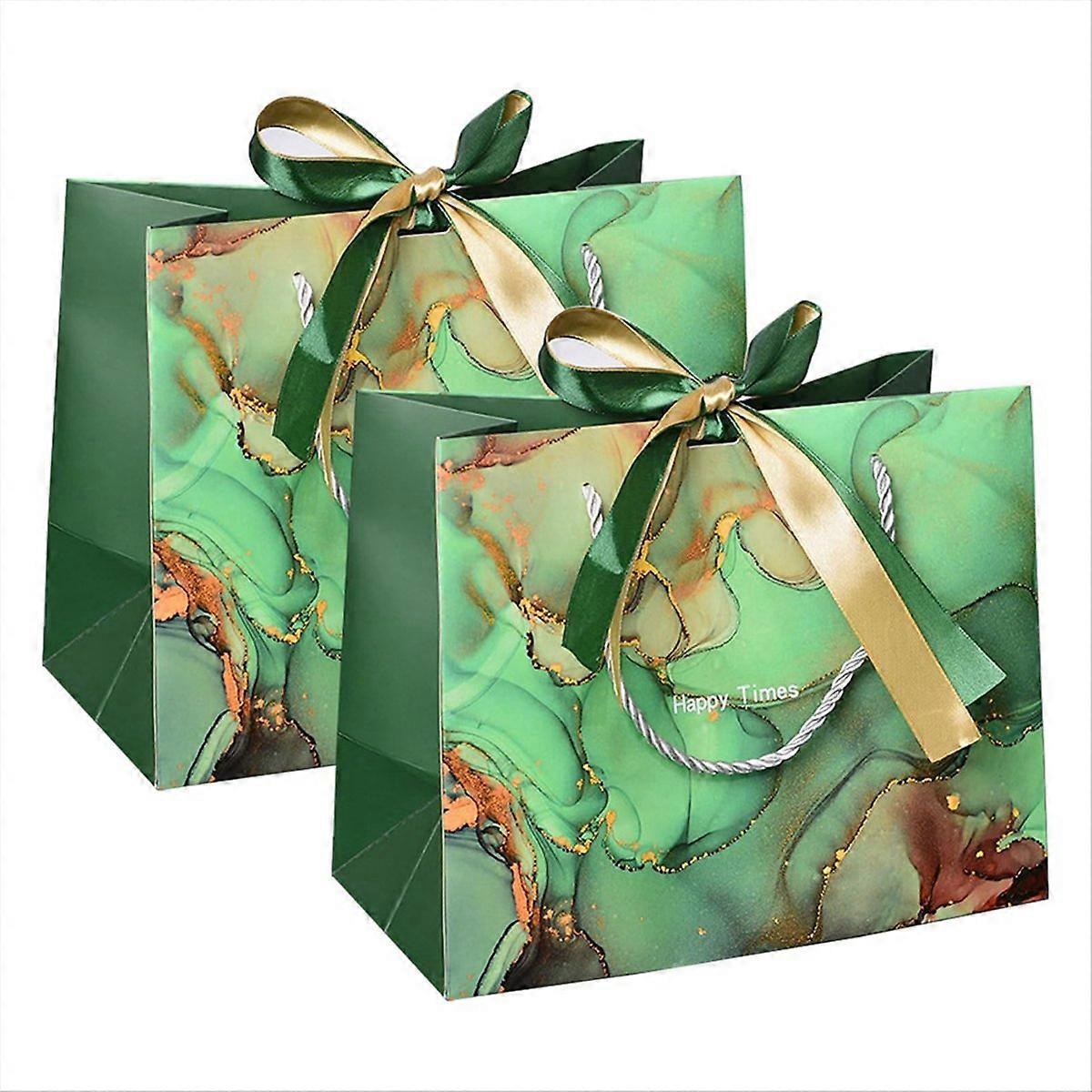 Set Mit 2 Papiergeschenktüten Mit Schleife Für Geburtstage, Hochzeiten, Weihnachten