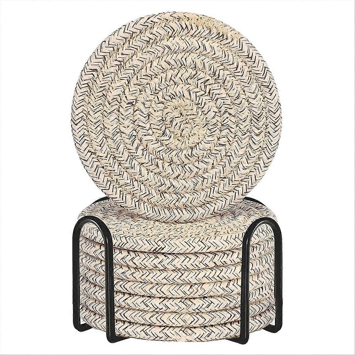 Wohnaccessoires-set Inklusive Eines Saugfähigen Becherhalters Aus Gewebter Baumwolle.