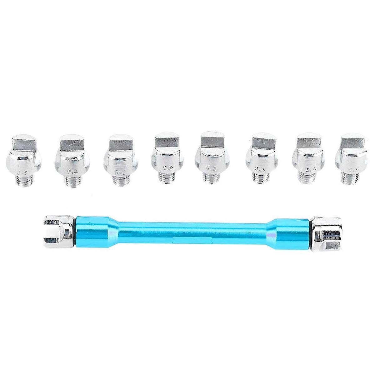 Speichenschlüssel Für Motorradlenker, Cnc-gefräster Schlüsselsatz, Länge 5,0-6,8 (93 Mm / 3,7 Zoll), Kompatibel Mit Den Meisten Motorradreifen, Blauer Schlüssel Für Reifenreparaturen.