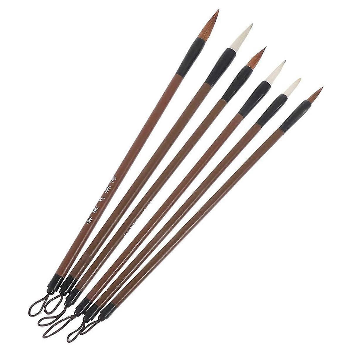 Set Mit 6 Kalligrafiepinseln, Kanji-pinseln, Chinesischen Schreibpinseln Für Aquarell, Tusche, Farbe Und Zeichnung