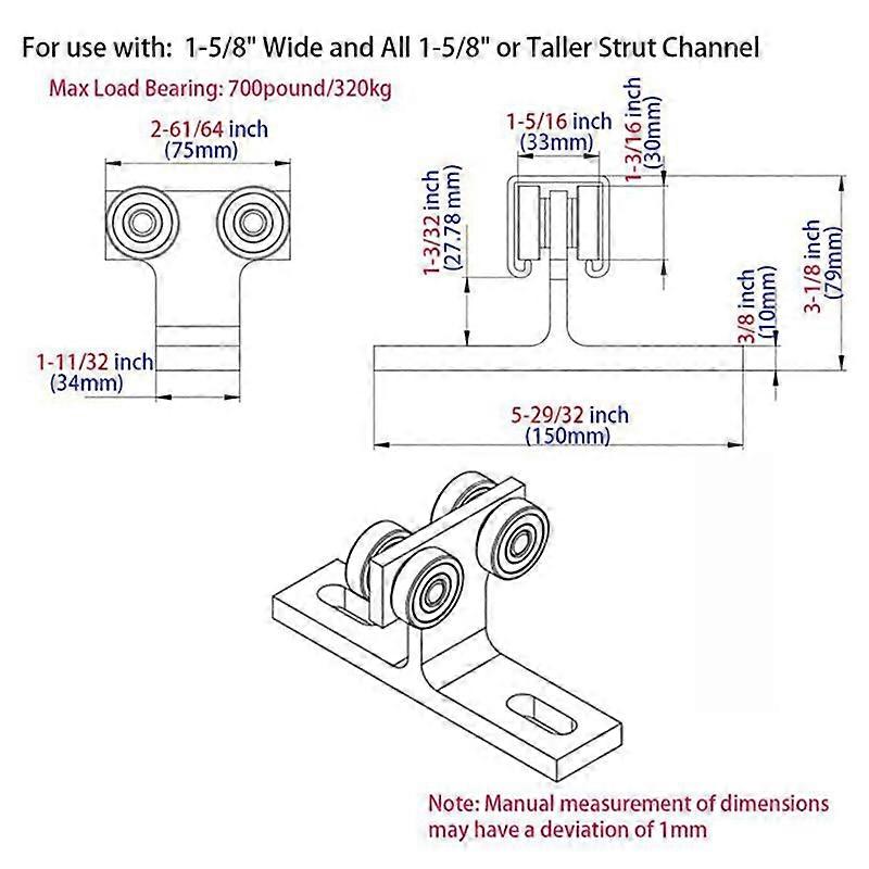 Laufwagenbaugruppe, Für 1-5/8" Breite Und 1-5/8" Oder Höhere Profile