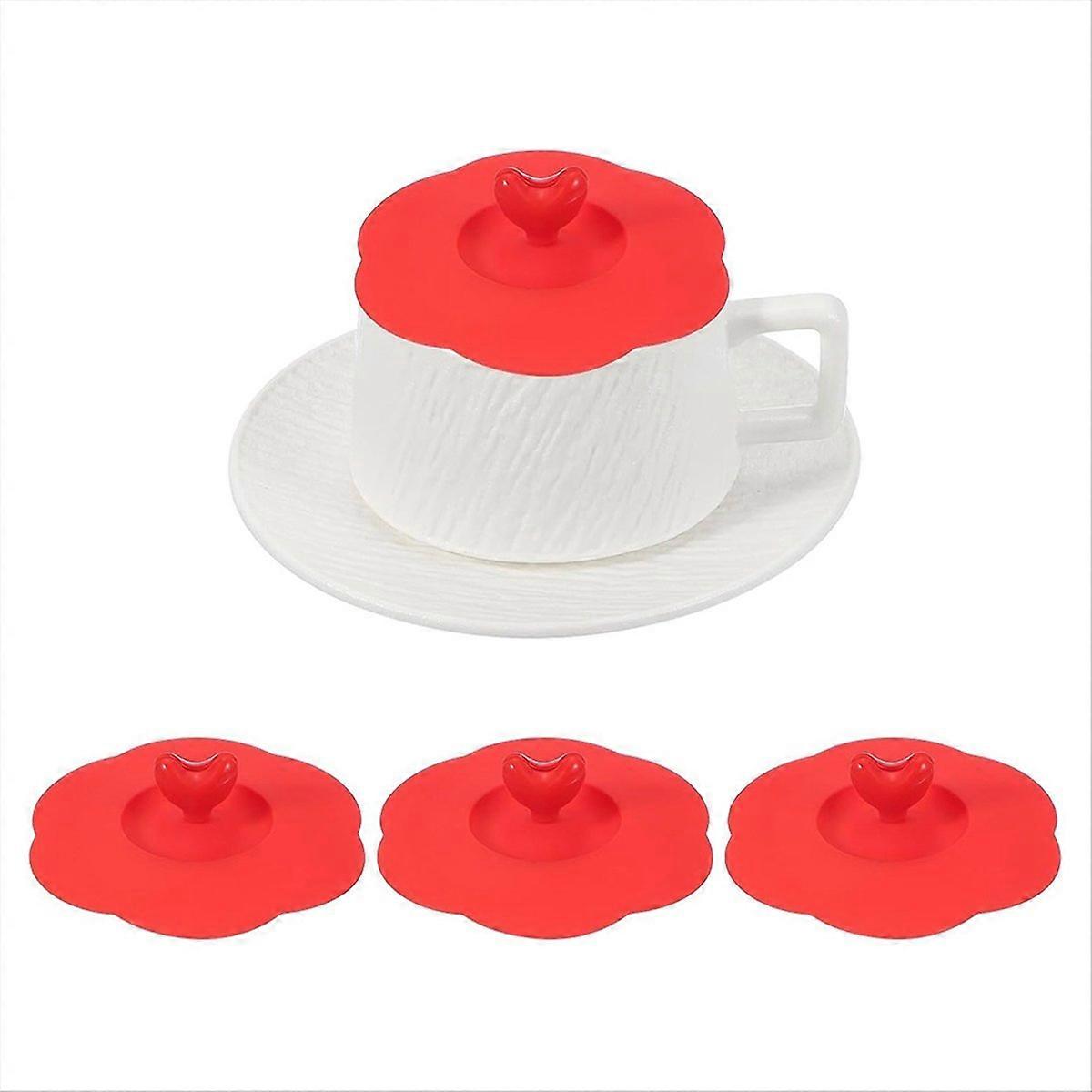 Set Mit 3 Herzförmigen Silikondeckeln, 10 Cm, Universell Und Wiederverwendbar, Für Heiße Und Kalte Getränke, Teetassen Und Becher.