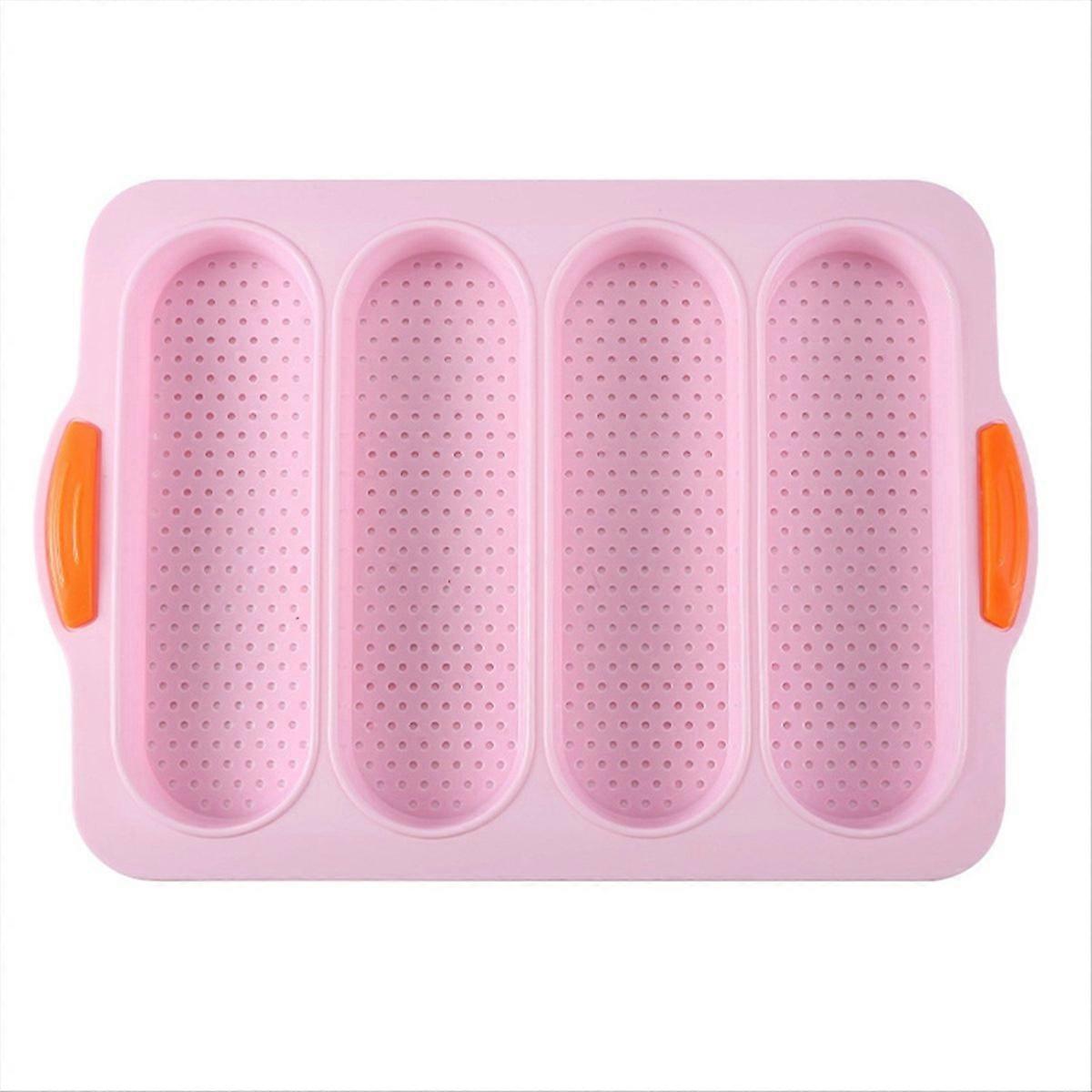 Französische Kuchenform Mit 4 Mulden, Kleine Diy-baguetteform, Antihaftbeschichtet, Rosa