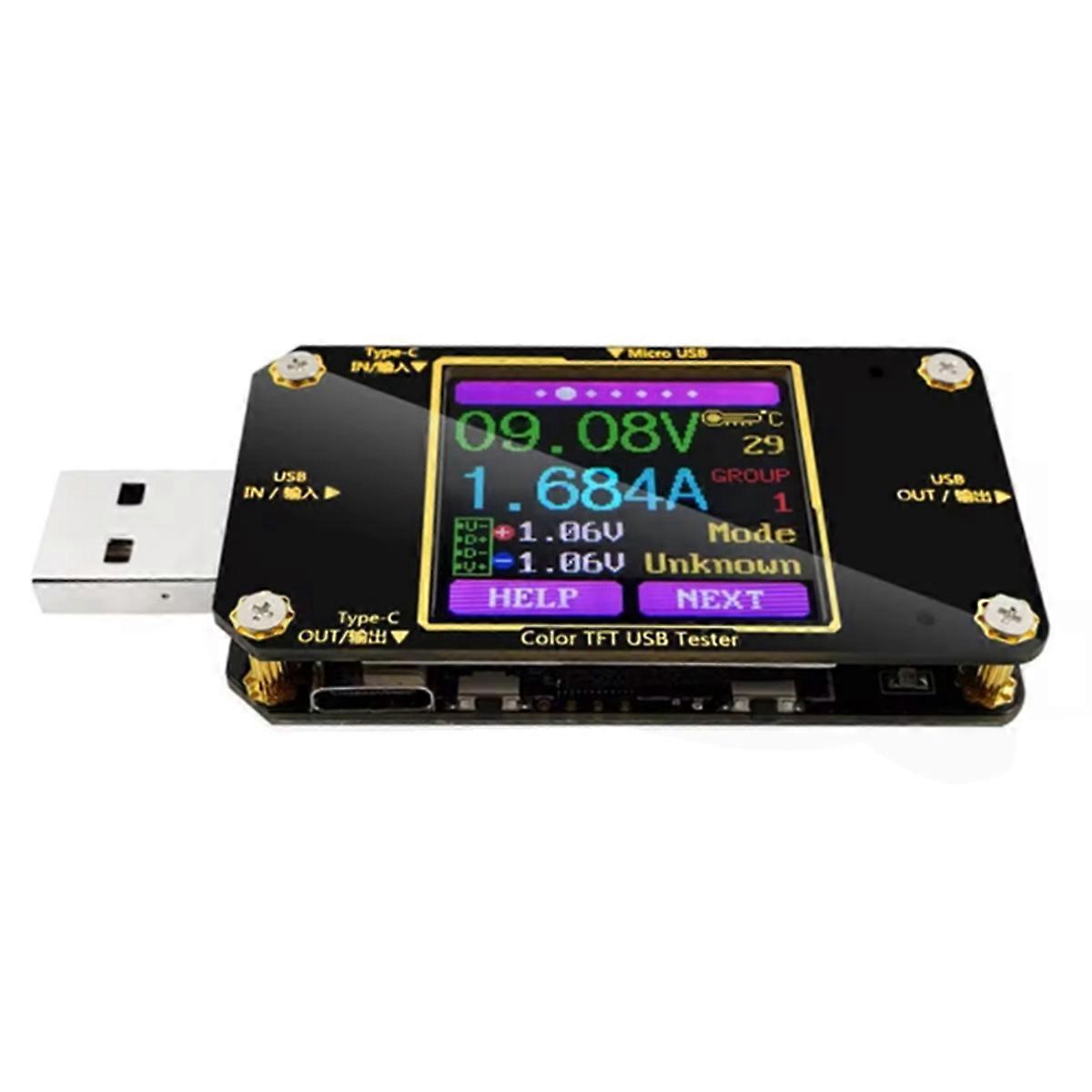 A3 Leistungsprüfgerät Mit Digitalem Farb-lcd-bildschirm, Strom- Und Spannungsüberwachung, Usb-sicherheitstester Und Pd-batteriekapazitätstester