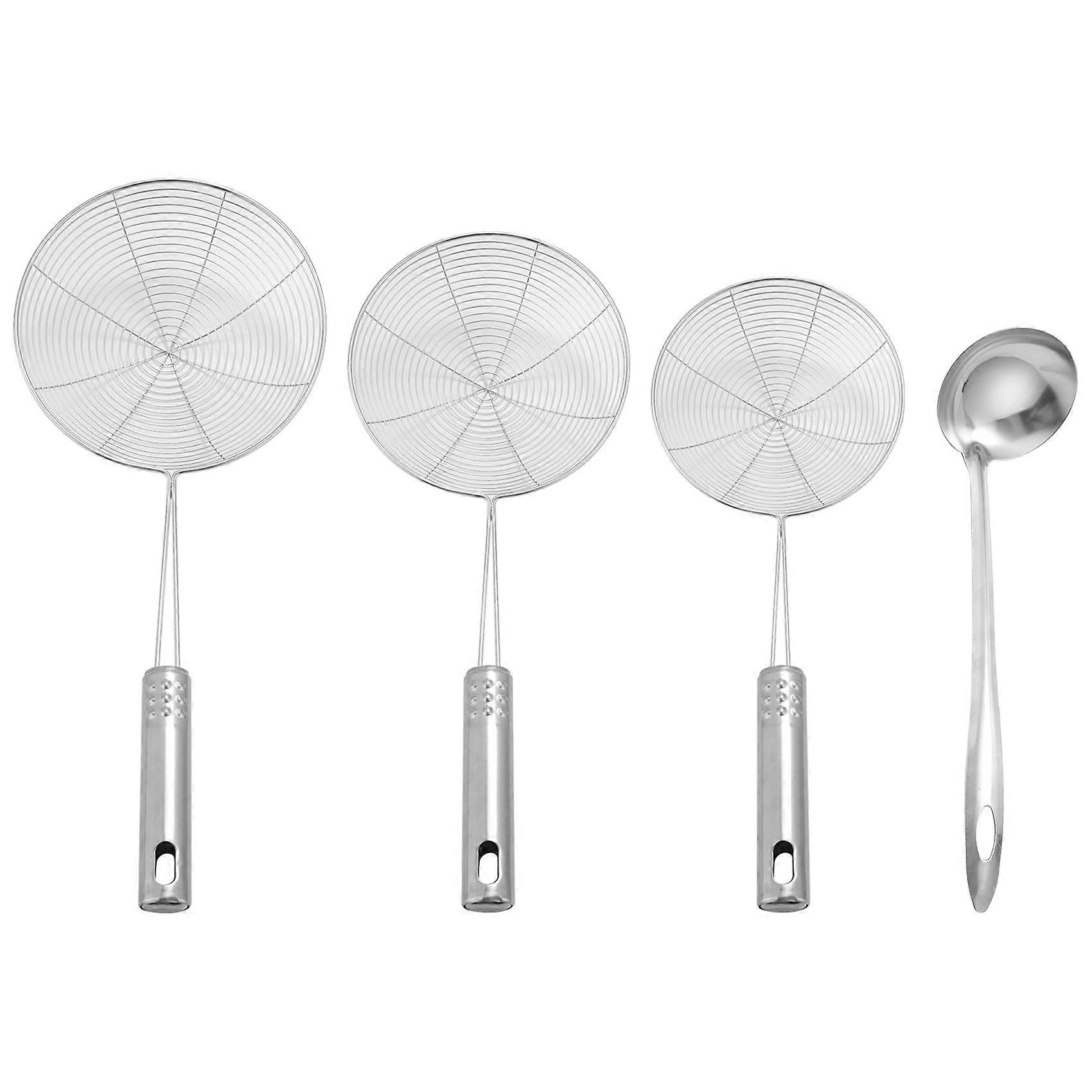 Löffelabschäumer, 4er-set, Edelstahl-spinnensieb