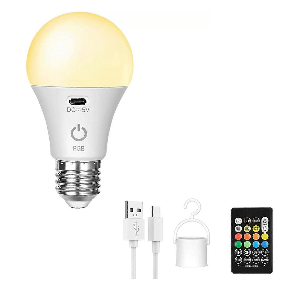 Intelligente Rgb-usb-led-lampe – Wiederaufladbare Und Dimmbare E27-smart-lampe Mit Timer, Kabellos Und Batteriebetrieben