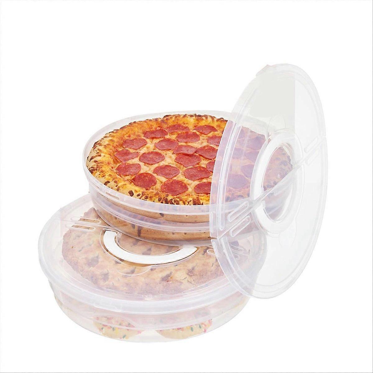 30 Cm Große Kuchenbox Mit Deckel Und Trennwand, 2er-set Wiederverwendbare Pizza-aufbewahrungsboxen, Erweiterbare Kuchenbox Mit Griff