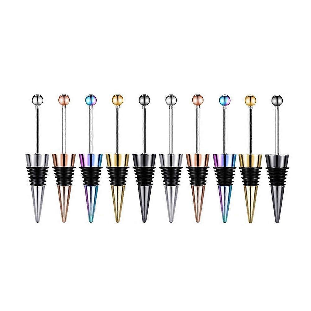 Set Mit 10 Perlen-weinstoppern – Dekorative Perlen-flaschenverschlüsse, Perfekt Für Selbstgemachte Getränkegeschenke, 5 Farben, Wiederverwendbare Stopper