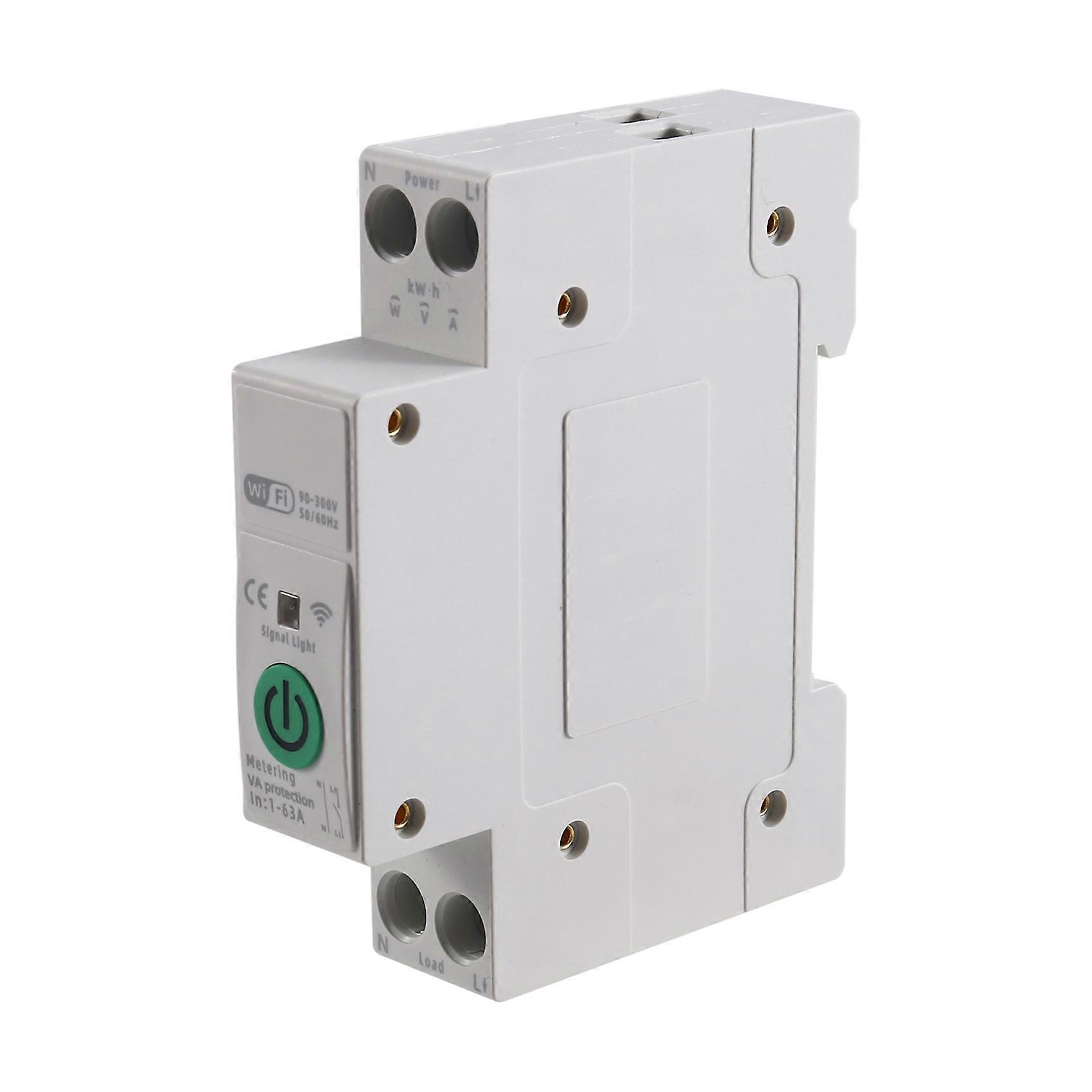 Tuya Wifi 63a 1p+n Intelligenter Energiezähler Mit Kwh-messüberwachung, Leistungsschalter, Zeitverzögerungsrelais, Überlastschutz Und Miniatur-leistungsschalter (mcb).