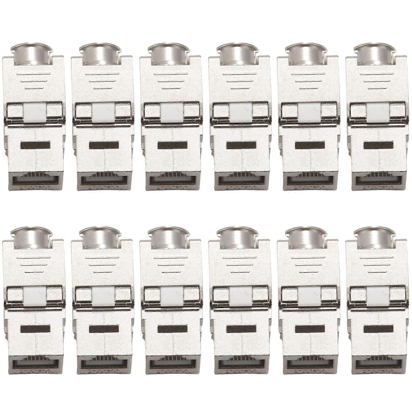 Packung Mit 12 Rj45 Cat7 Netzwerksteckern Aus Zinklegierung