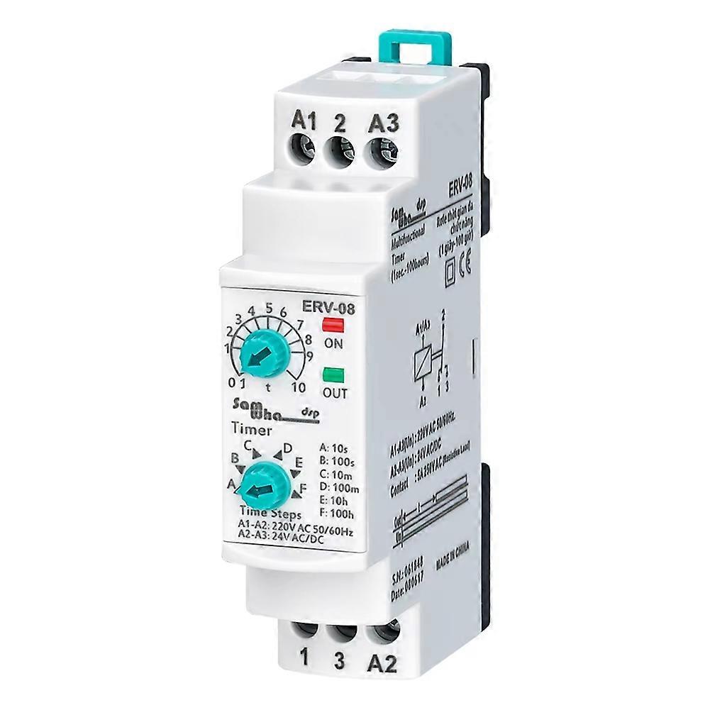 Erv-08 Multifunktionales Zeitverzögerungsrelais Mit Elektronisch Einstellbarer Zeitverzögerung (0,1 S Bis 100 H) Für Alle Anwendungen, Die Eine Zeitregelung Erfordern