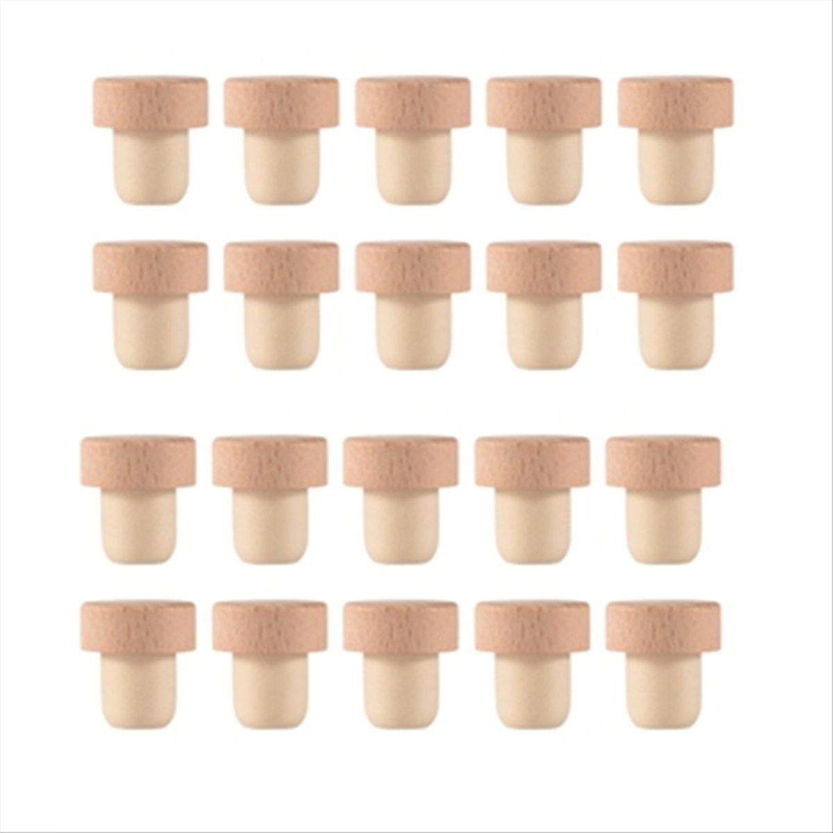 Packung Mit 20 Wiederverwendbaren T-förmigen Korken Für Weinflaschen, Aus Holz Und Gummi.