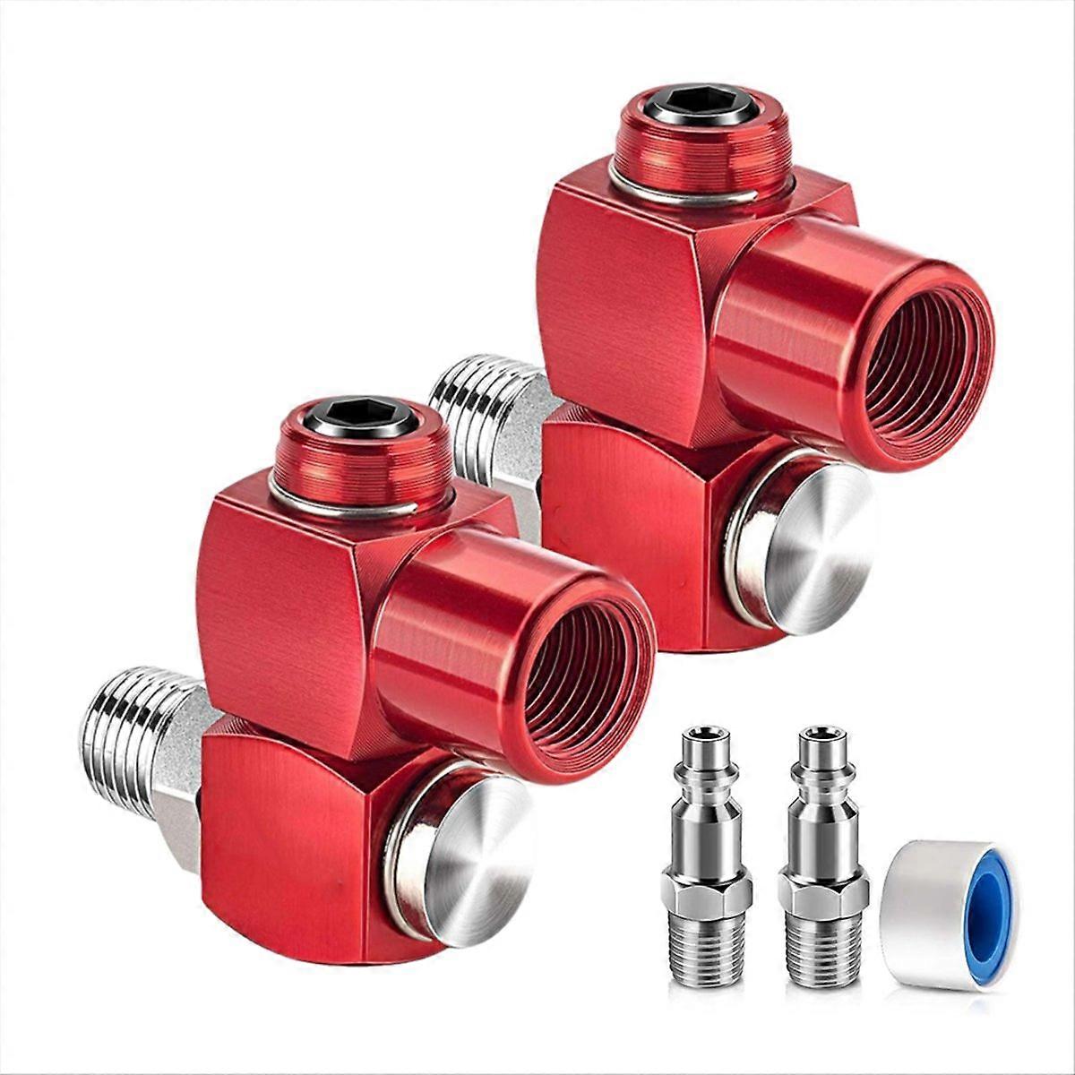 2er-pack 360° Drehbare Luftschlauchverschraubungen 1/4" Npt, Auslaufsicherer Luftschlauchverbinder Mit 1/4" Mnpt Schnellkupplung