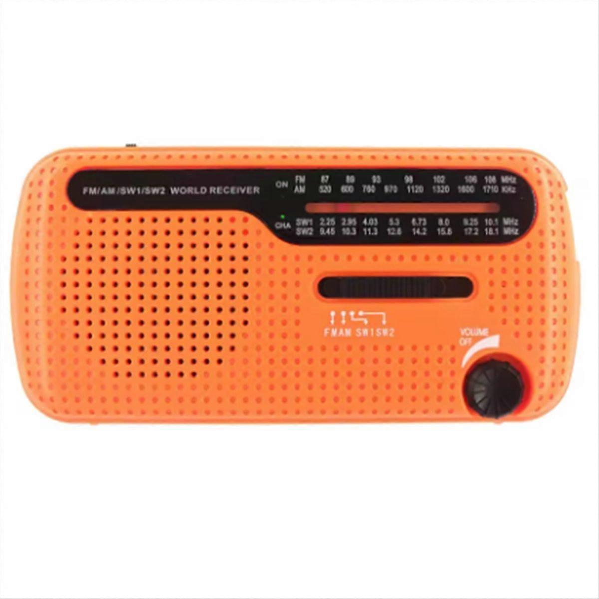 Tragbares, Solarbetriebenes Kurbelradio Mit 1200-mah-usb-akku, Tragbarer Notfall-stereo-lautsprecher Für Den Außenbereich, Orange