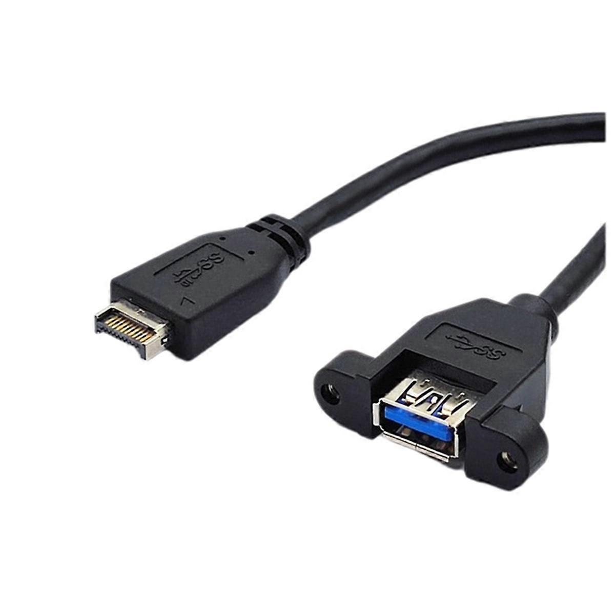 Usb 3.2 Gen2 Verlängerungskabel Mit Frontschraubenbefestigung, 10 Gbit/s, 20-poliger Usb-e-stecker Auf Usb 3.2 Typ-a Buchse, Länge 60 Cm.