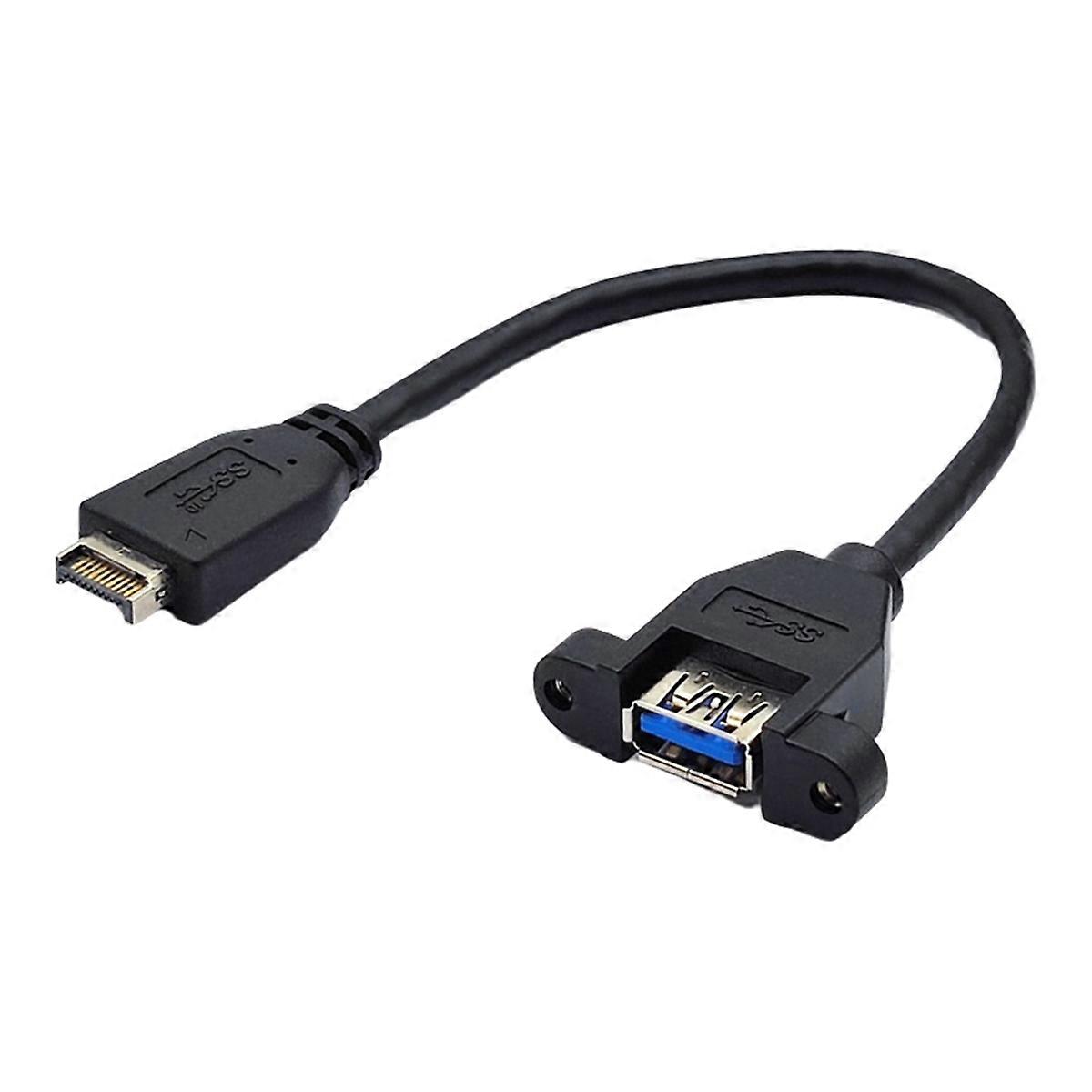 Usb 3.2 Gen2 Verlängerungskabel Mit Frontschraubenbefestigung, 10 Gbit/s, 20-poliger Usb-e-stecker Auf Usb-a-buchse, Länge 20 Cm.