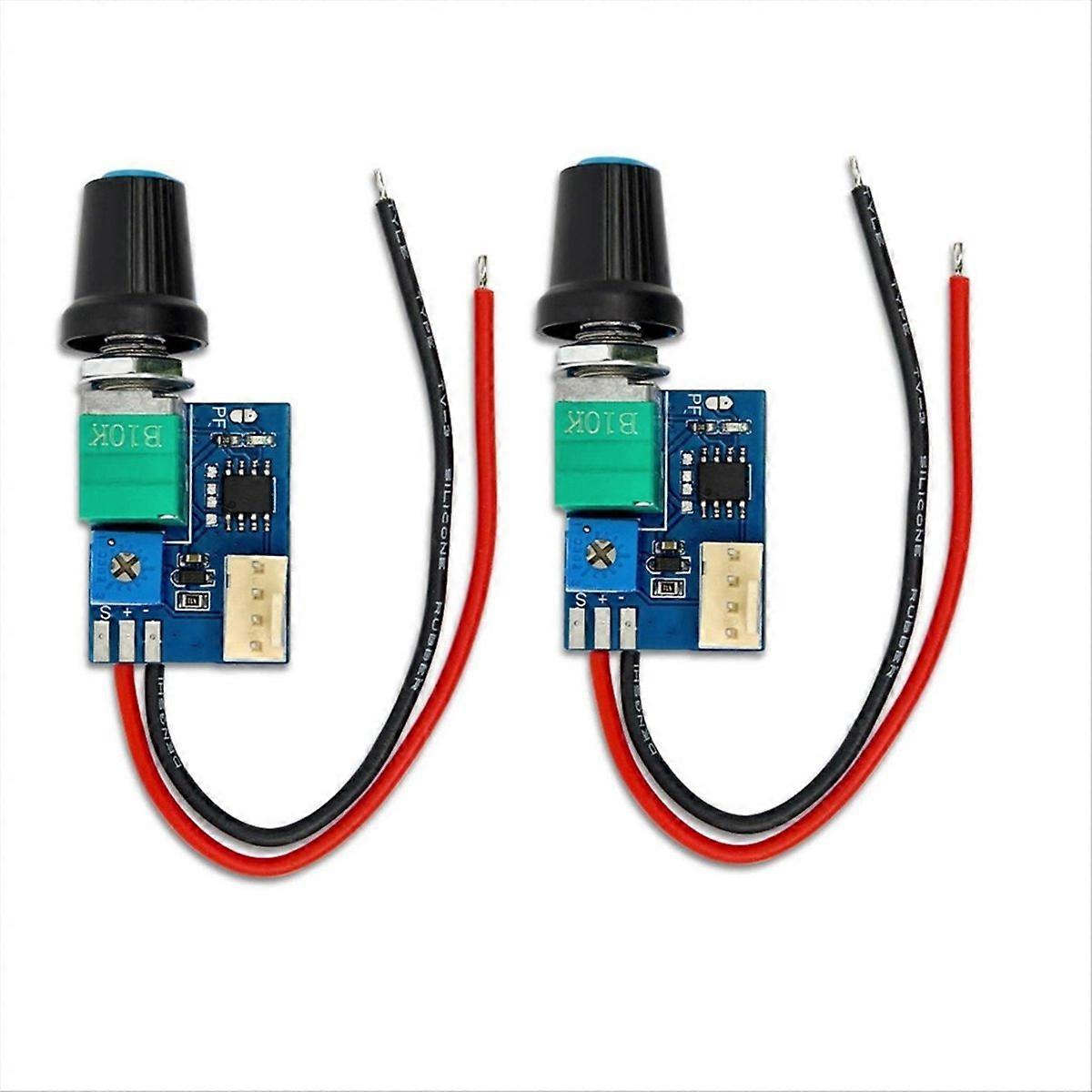 Packung Mit 2 4-poligen Dc12v Pwm-lüfterdrehzahlreglerplatinen Mit Druckknopfschalter, Regler Für Computergehäuselüfter