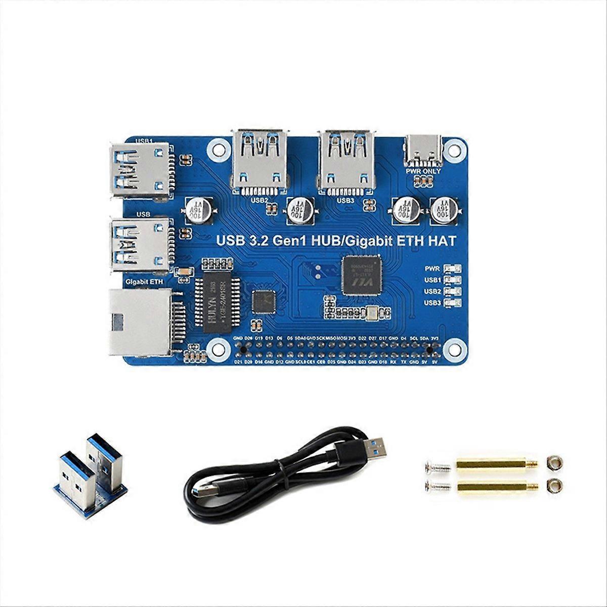 4-port Usb 3.2 Gen1 Gigabit Ethernet Hat Hub Erweiterungskarte (treiberlos)