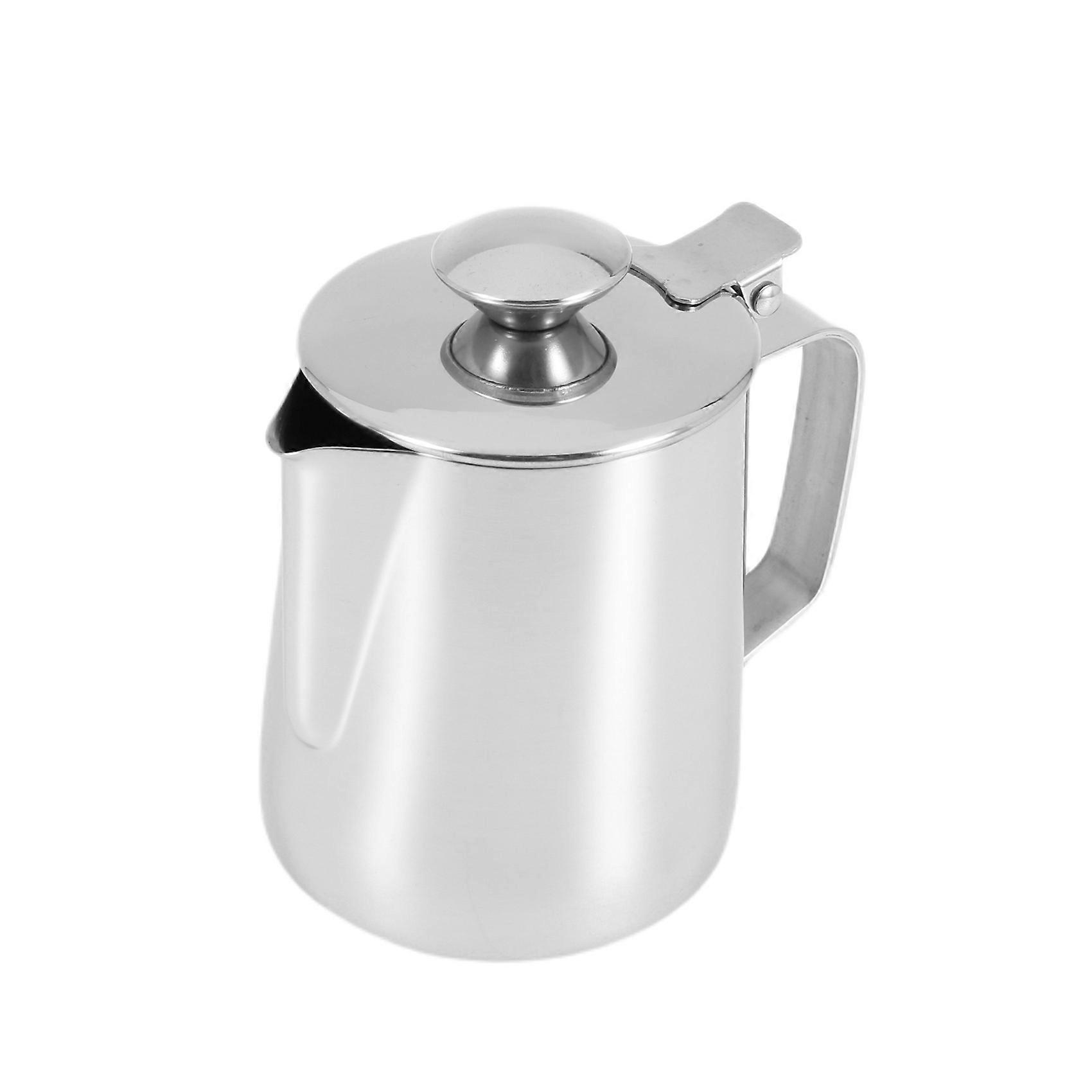 350-ml-milchkännchen Aus Edelstahl Mit Deckel Für Espresso