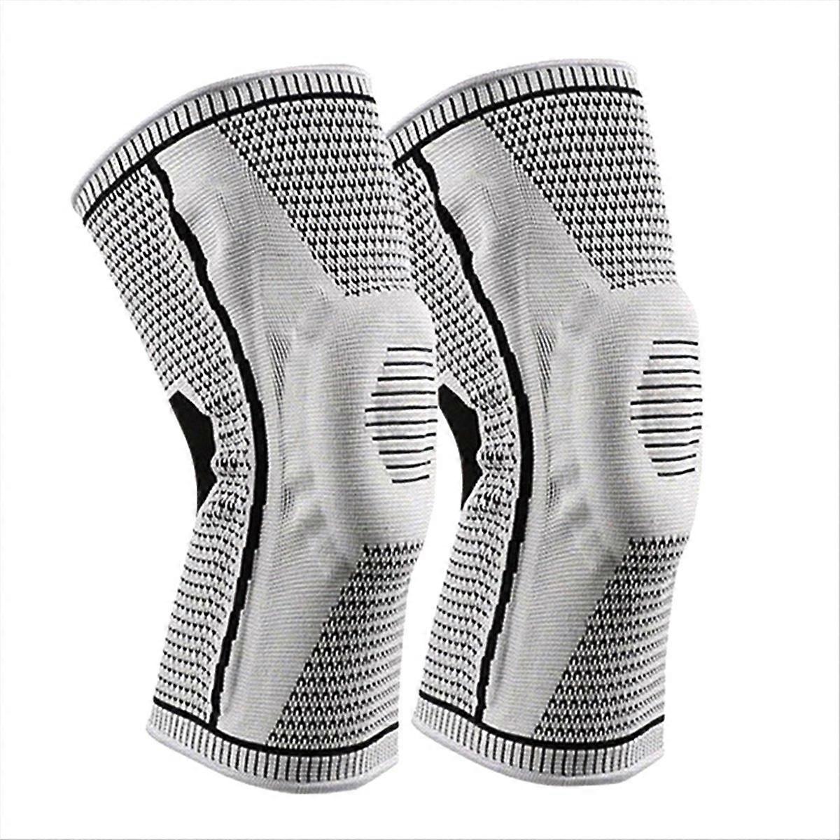 Set Mit 2 Kompressions-knieschonern Für Laufen Und Fitnessstudio, Zur Linderung Von Schmerzen Und Sportverletzungen. Unisex, Rutschfestes Design, Größe Xl.