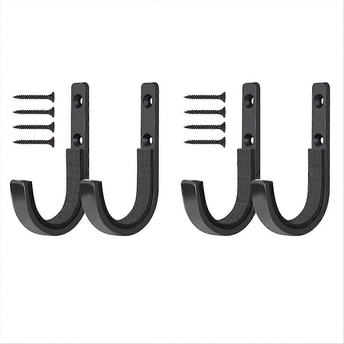 Set Mit 4 Schwarzen J-haken Aus Metall Zur Wandmontage Von Werkzeugen