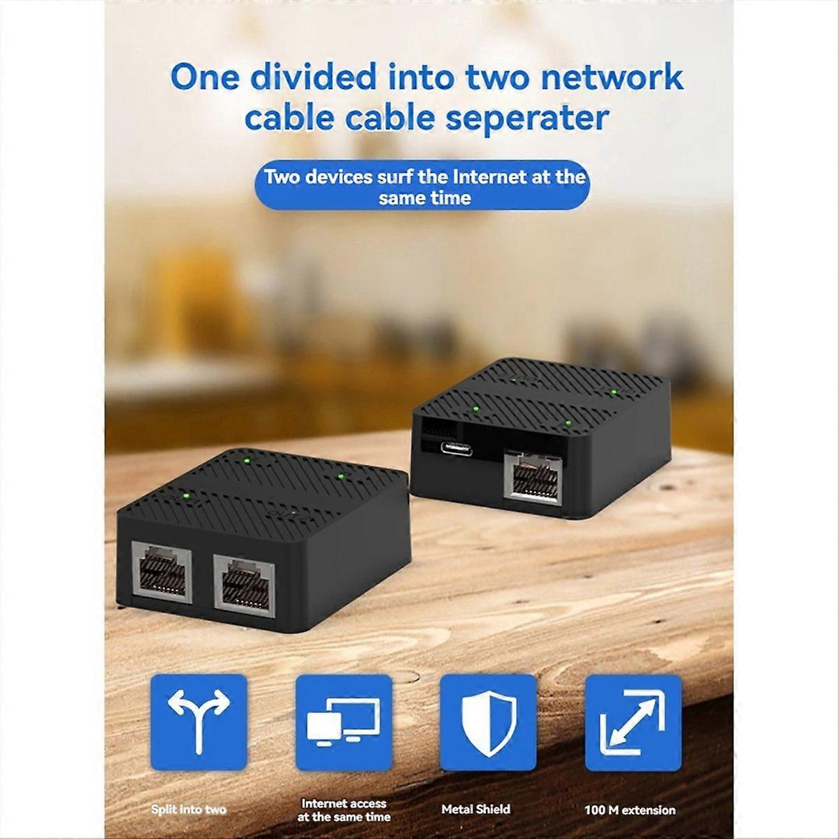 2-port 100-mbit/s-netzwerk-switch, Rj45-netzwerkkabel-splitter, Weiß
