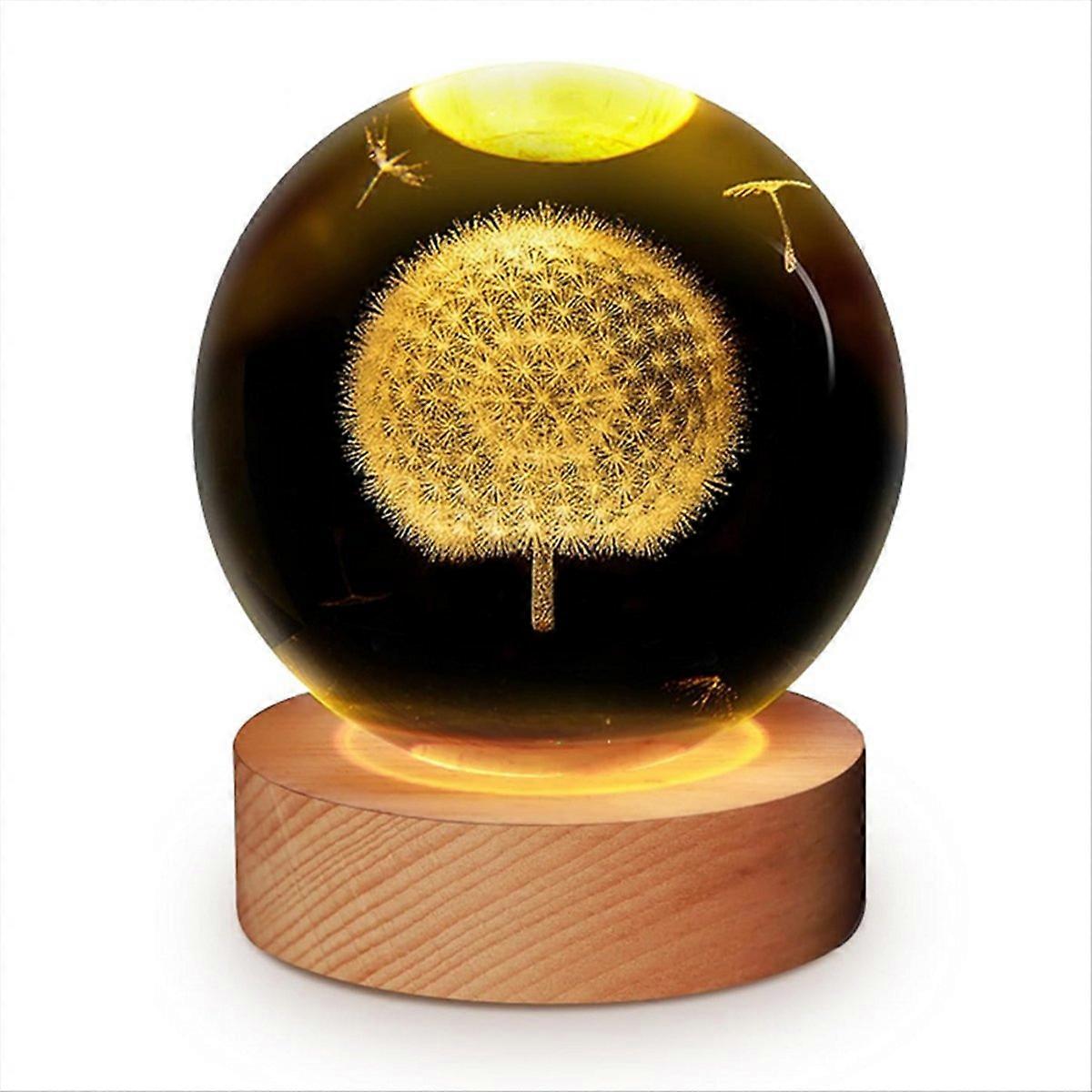 3d-gravierte Led-kugel-nachtlampe Mit Led-sockel Und Usb-anschluss, Dekorative Tischlampe Fürs Schlafzimmer, Geschenk Für Frauen Und Mädchen