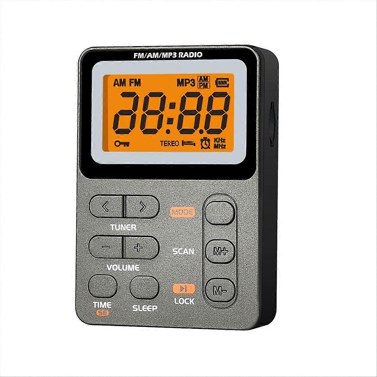 Am/fm-taschenradio Mit Led-anzeige Für Sport Und Outdoor-aktivitäten – Grau