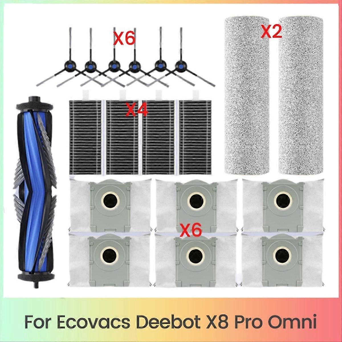 19 Ersatzteile Für Den Omni X8 Pro Saugroboter: Hauptseitenbürsten, Reinigungstücher, Hepa-filter Und Staubbeutel.