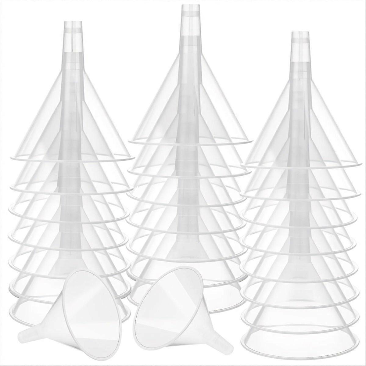 Set Mit 24 Großen, 12 Cm Breiten, Transparenten Kunststofftrichtern Mit Langem Ausguss Zum Befüllen Von Wasserflaschen