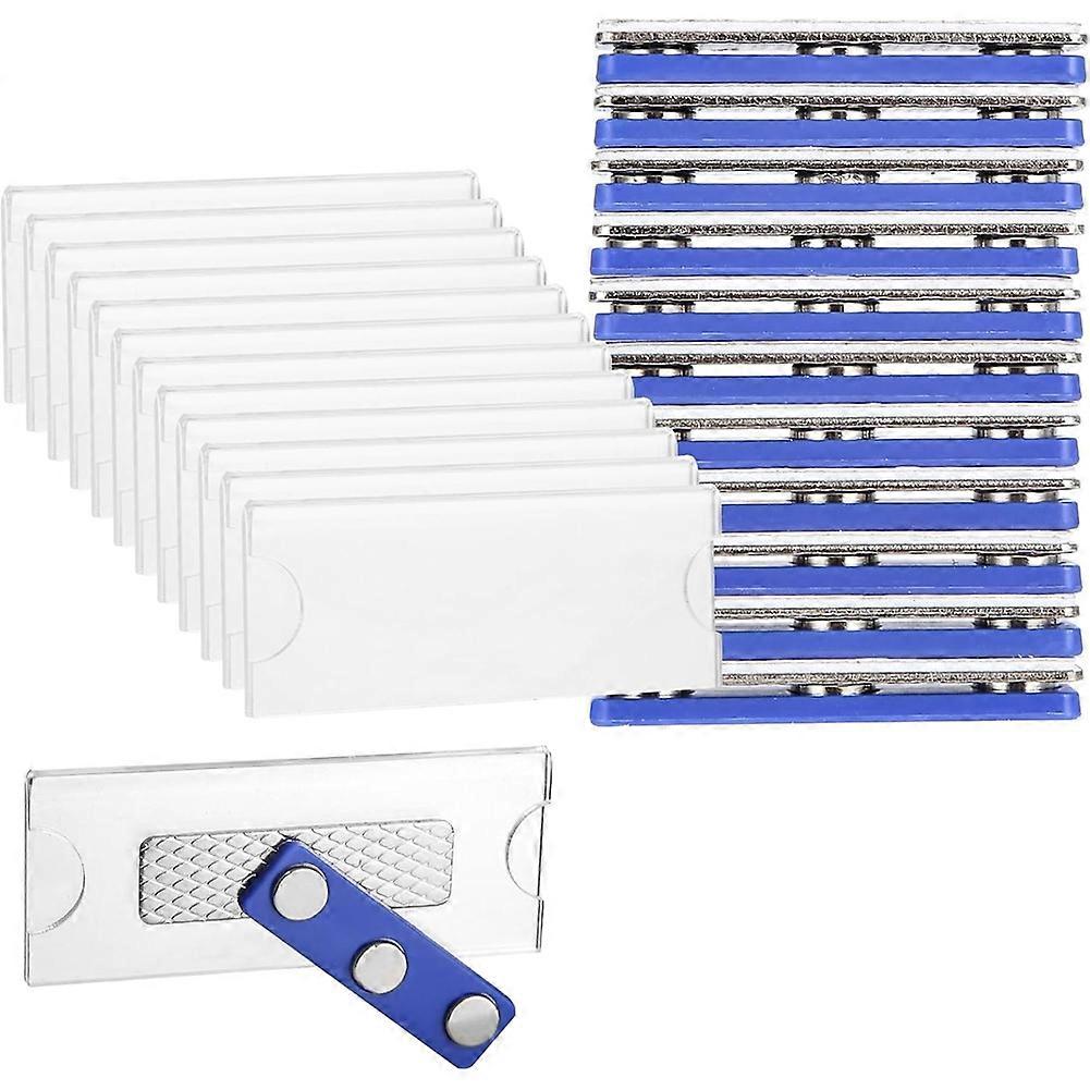 Packung Mit 12 Magnetischen Ausweishaltern, 75 X 30 Mm, Für Kleidung, Mit 3-punkt-selbstklebemagneten.