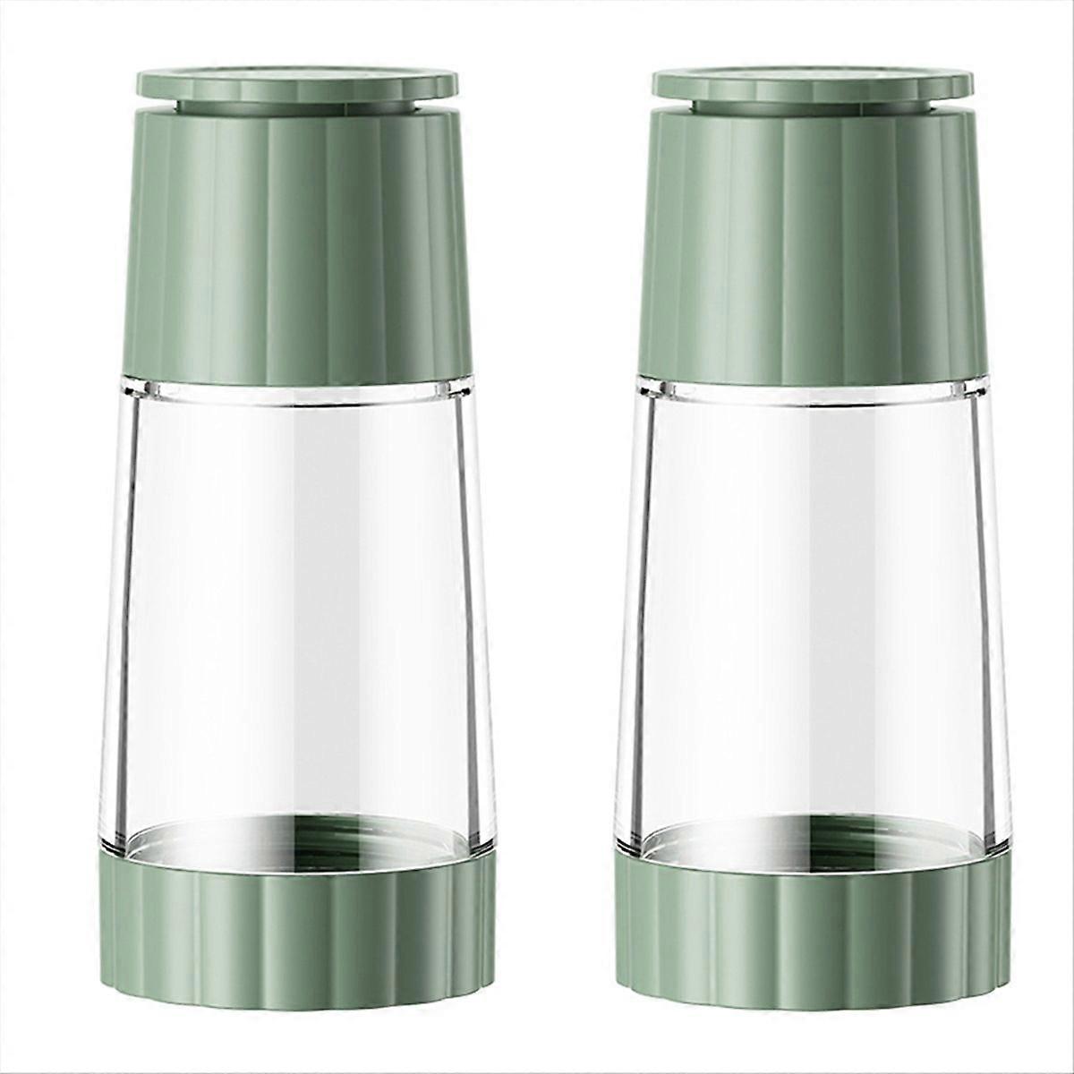 Handmühle, Pfefferkörner, Meersalz, Grüne Flasche