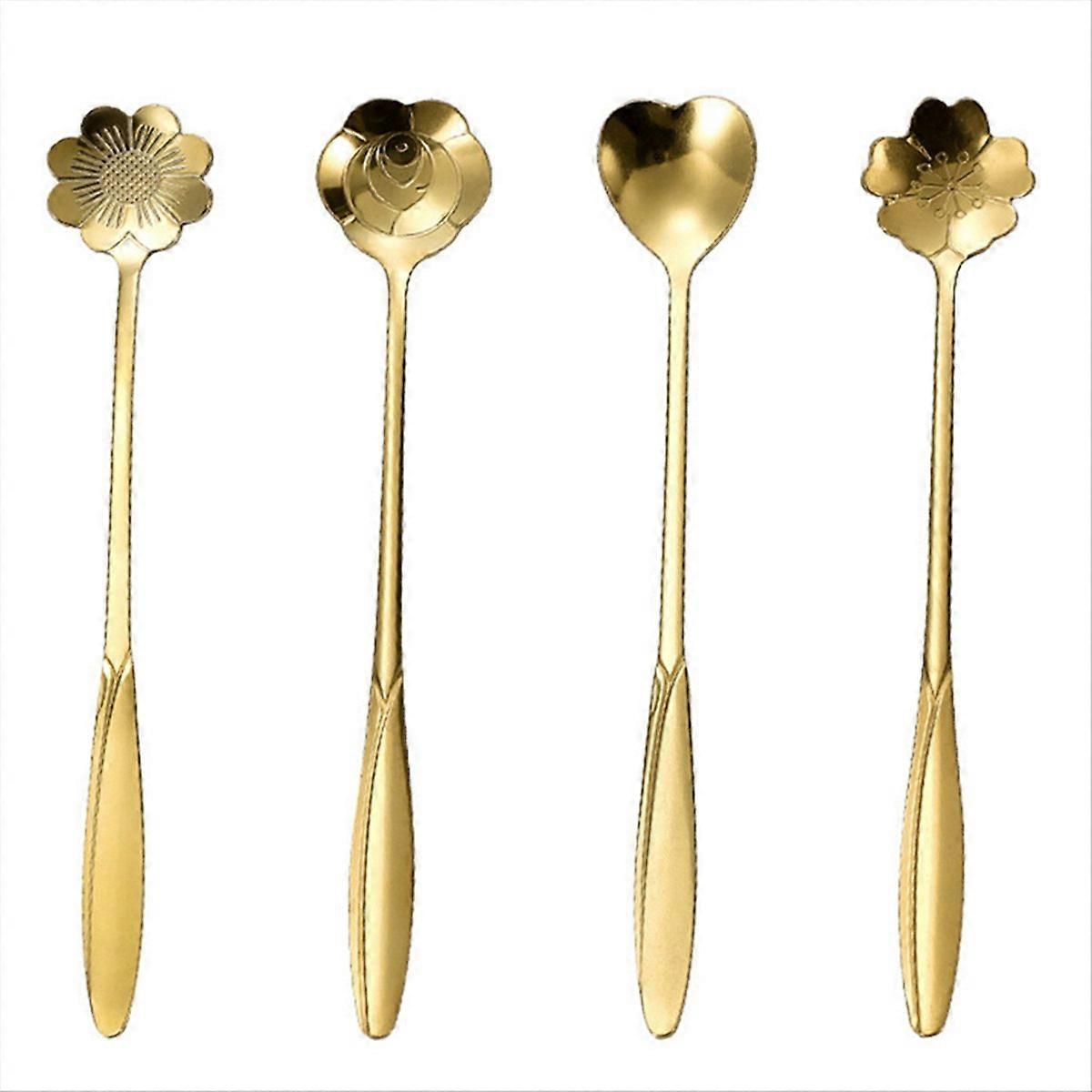 Vergoldeter Edelstahl-teelöffel Mit Kirschblütenmuster, 13 Cm, Geschenk