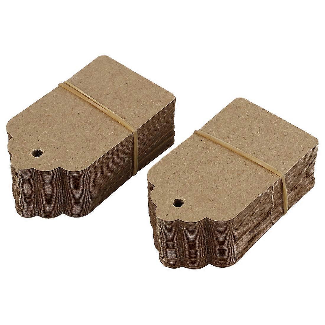 Packung Mit 100 Rustikalen Kraftpapierkarten Mit Gewellten Rändern, 40 Mm X 70 Mm, Unbedrucktes Braunes Etikett