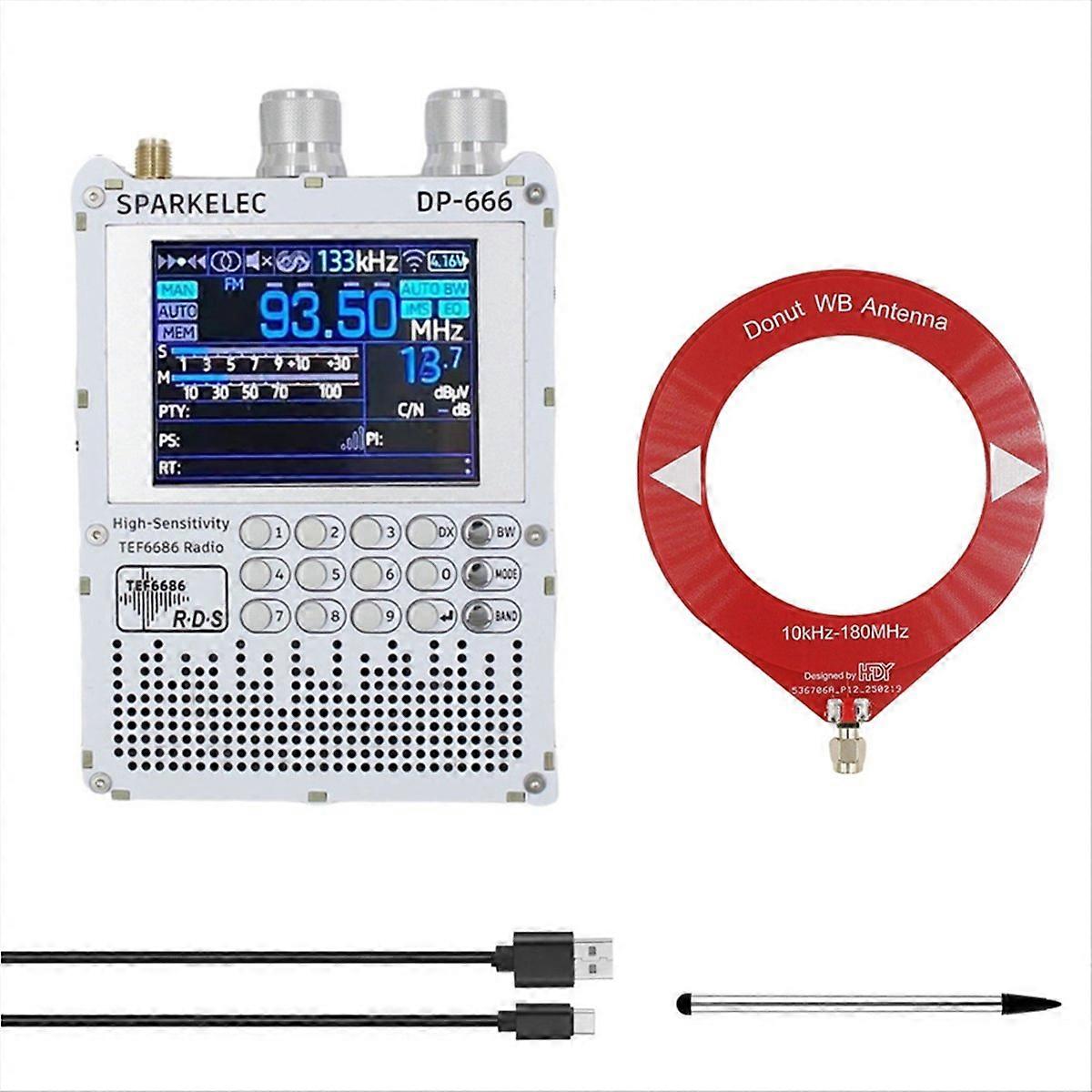 Tef6686 Dp-666 Radio, Ukw/lw/mw/kurzwellenradio, Esp32 Rds, 2,8-zoll-ips-touchscreen + Rahmenantennen-kit