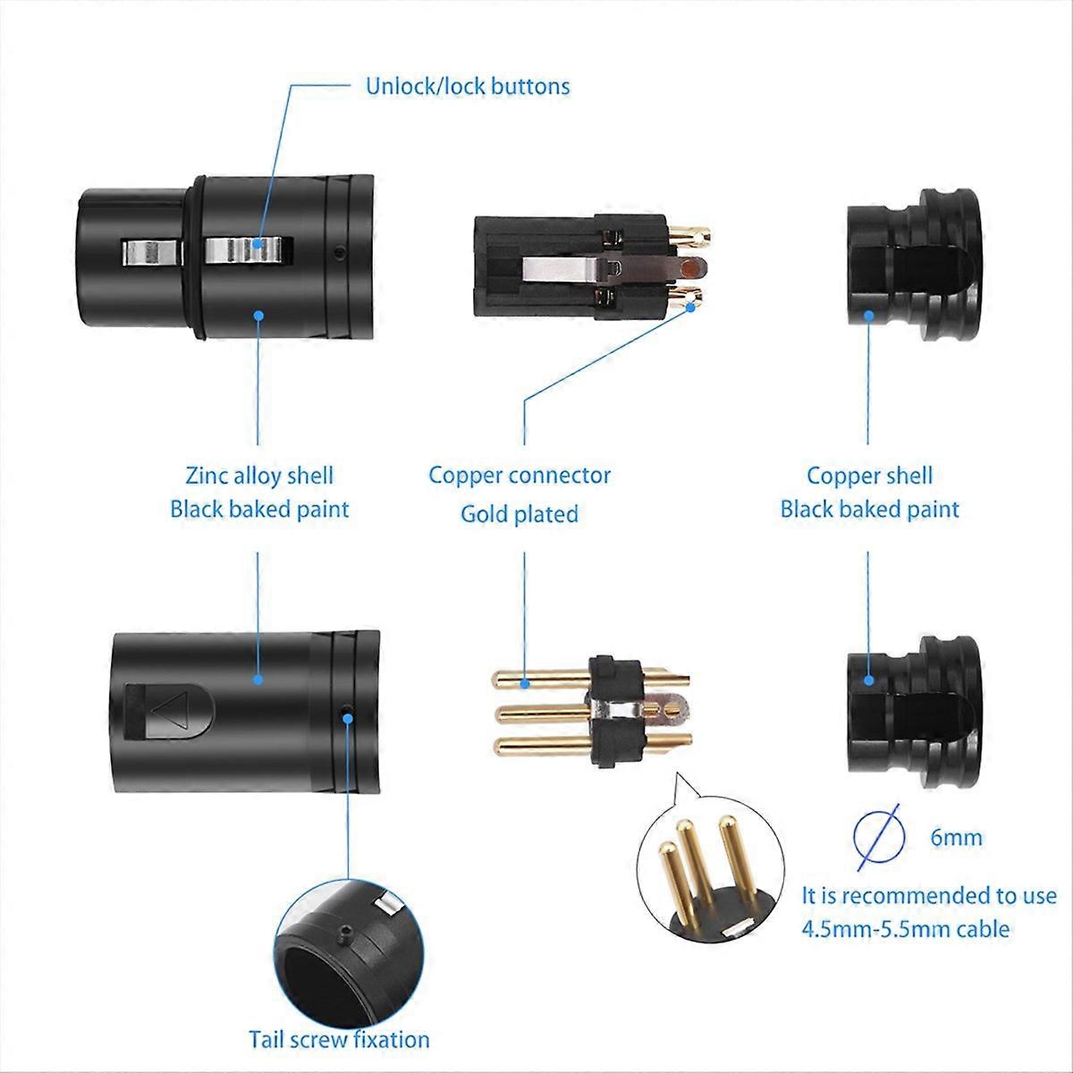 Kompakter Xlr-lötadapter (männlich/weiblich) Für Mikrofone, 3-poliger Xlr-stecker Mit Verstellbarem 90°-winkelstecker, 3-polige Xlr-enden