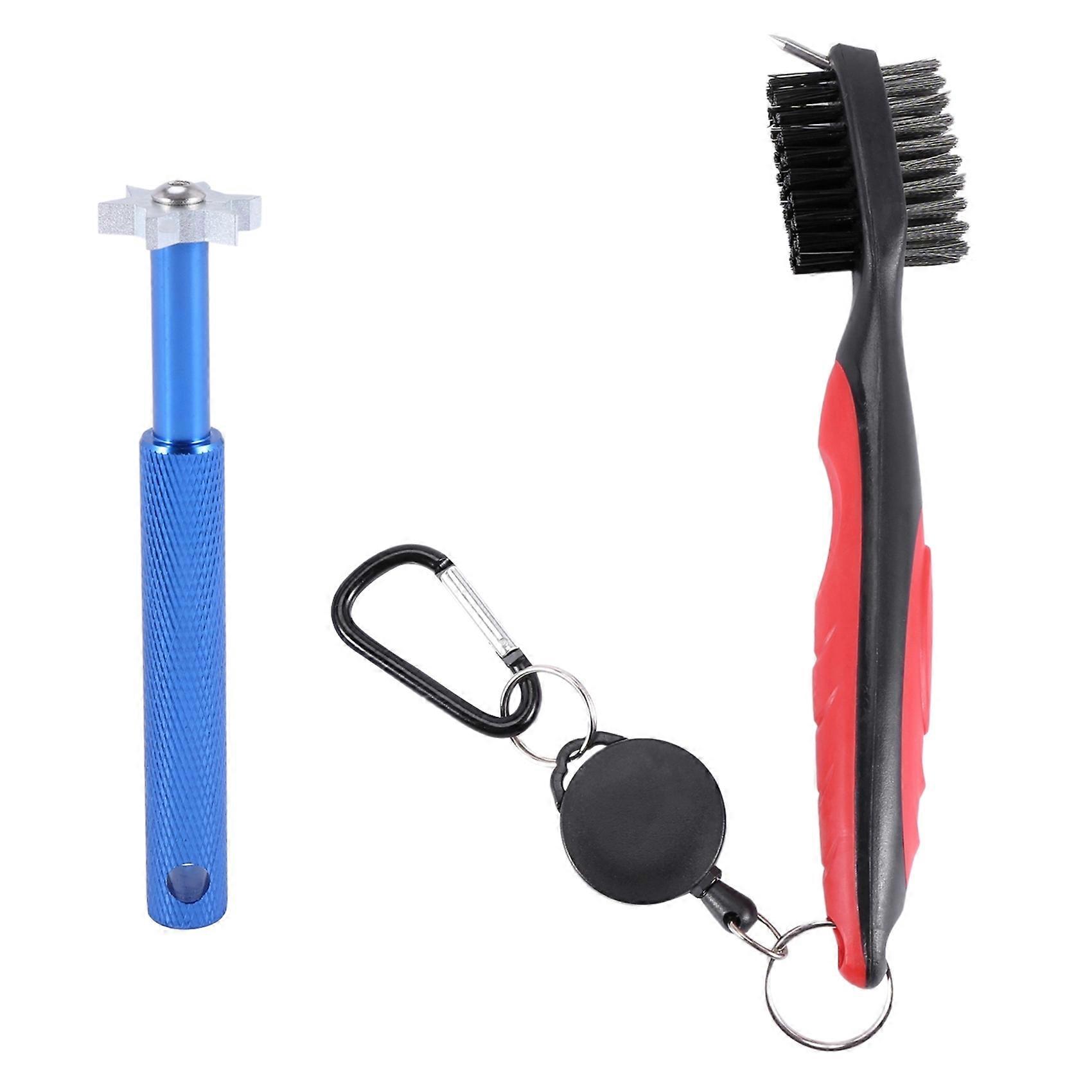 Rillenschärfer Und Ausziehbare Bürste Für Golfschläger, Blau Und Rot
