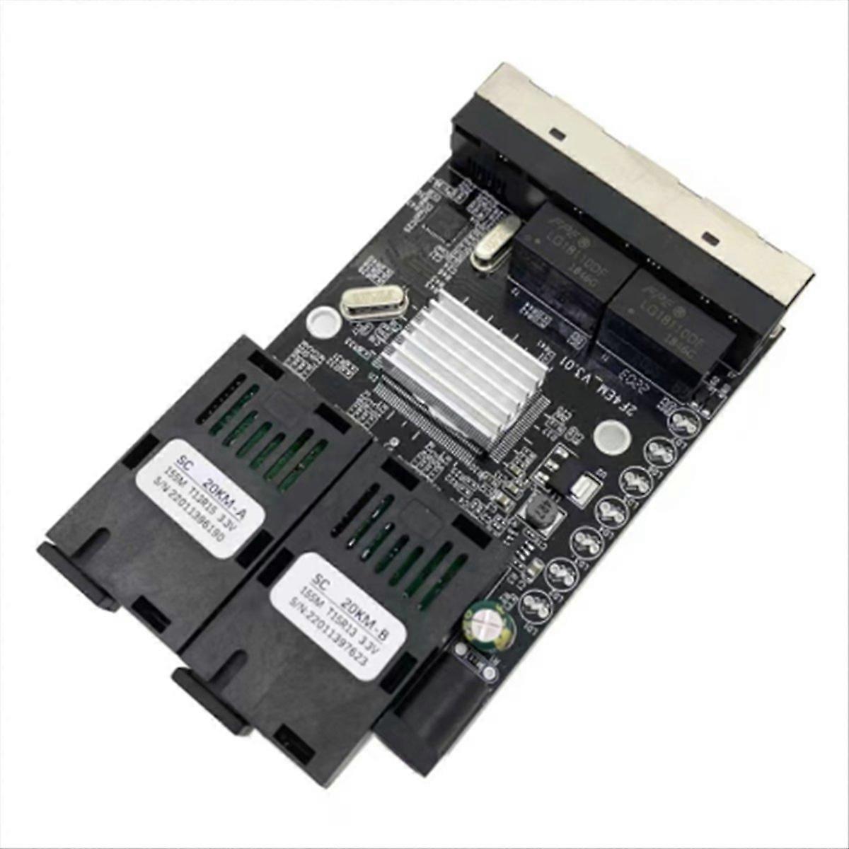 100-m-glasfaser-medienkonverter, 4 Rj45-anschlüsse Auf 2 Sc A+b-glasfaseranschlüsse, 1310-nm-/1550-nm-ports, Pcba-platine, 20-km-ethernet-switch
